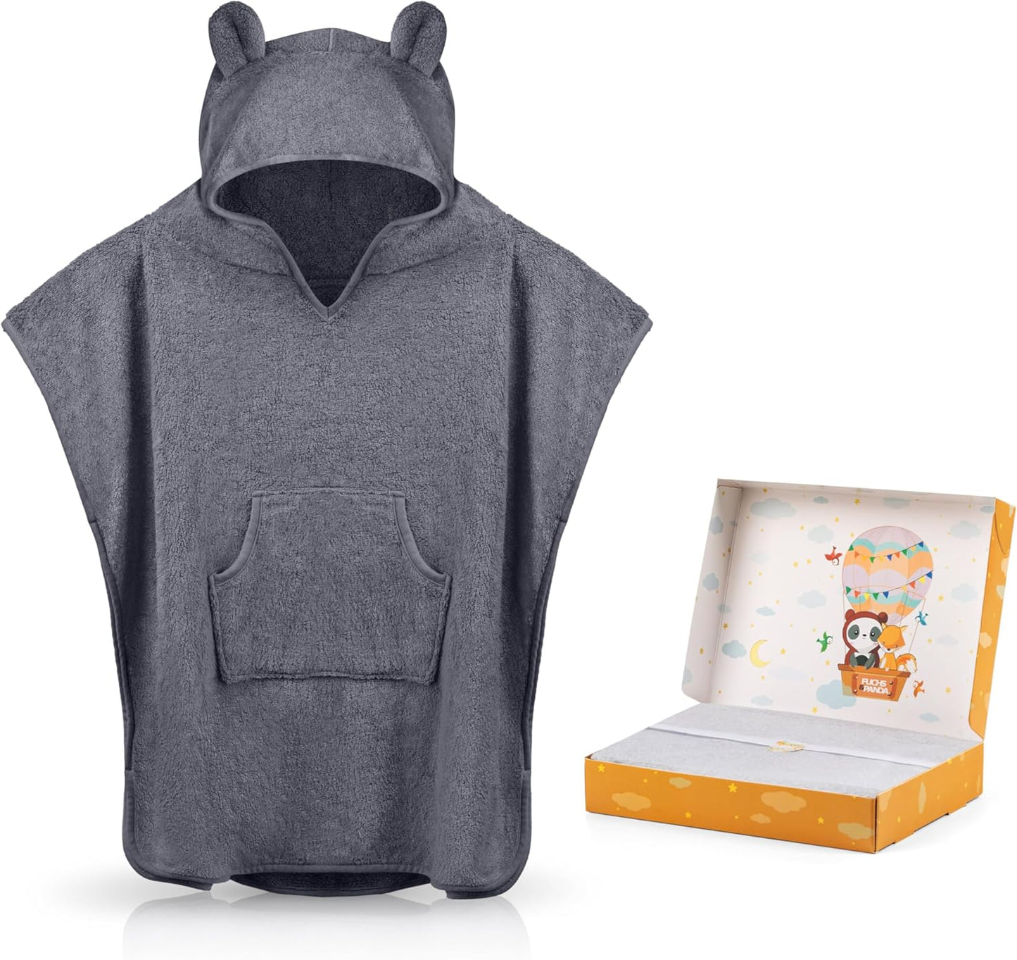 Badeponcho für Kinder, Blau-grau