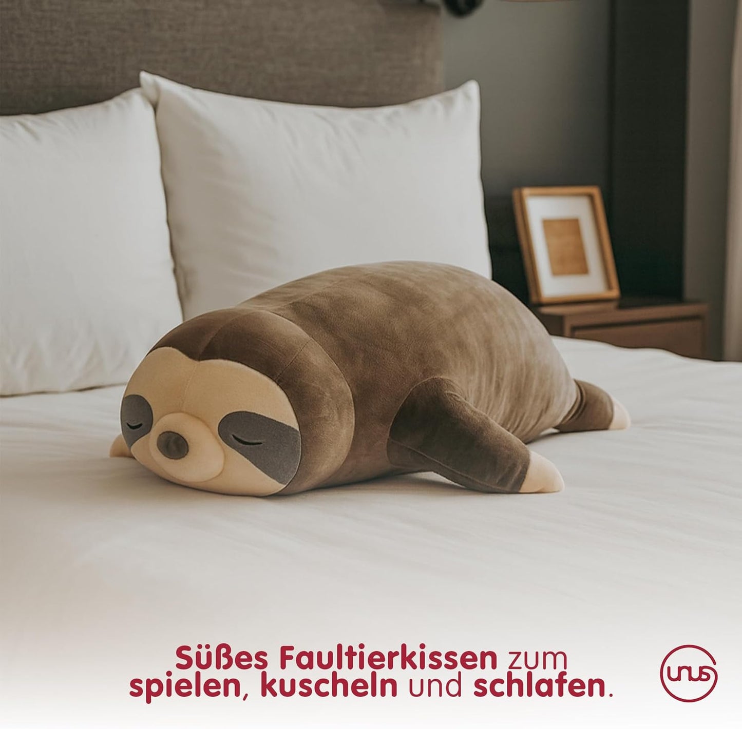 Faultier-Seitenschläferkissen, 100 cm, Grau gross