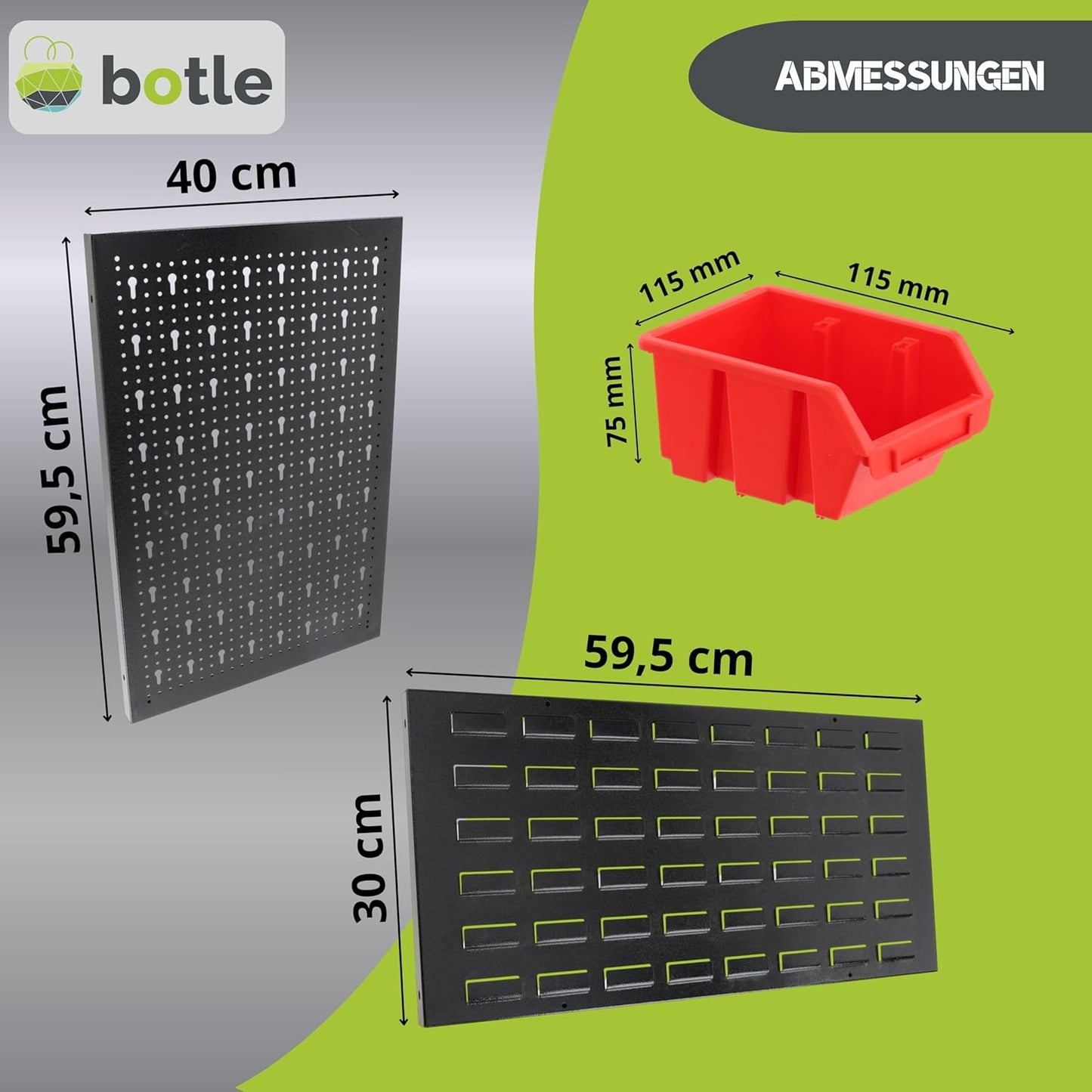 51-teiliges Werkzeugwand-Set mit Stapelboxen und Werkzeughalter, Mix 4, Rot MIX 4