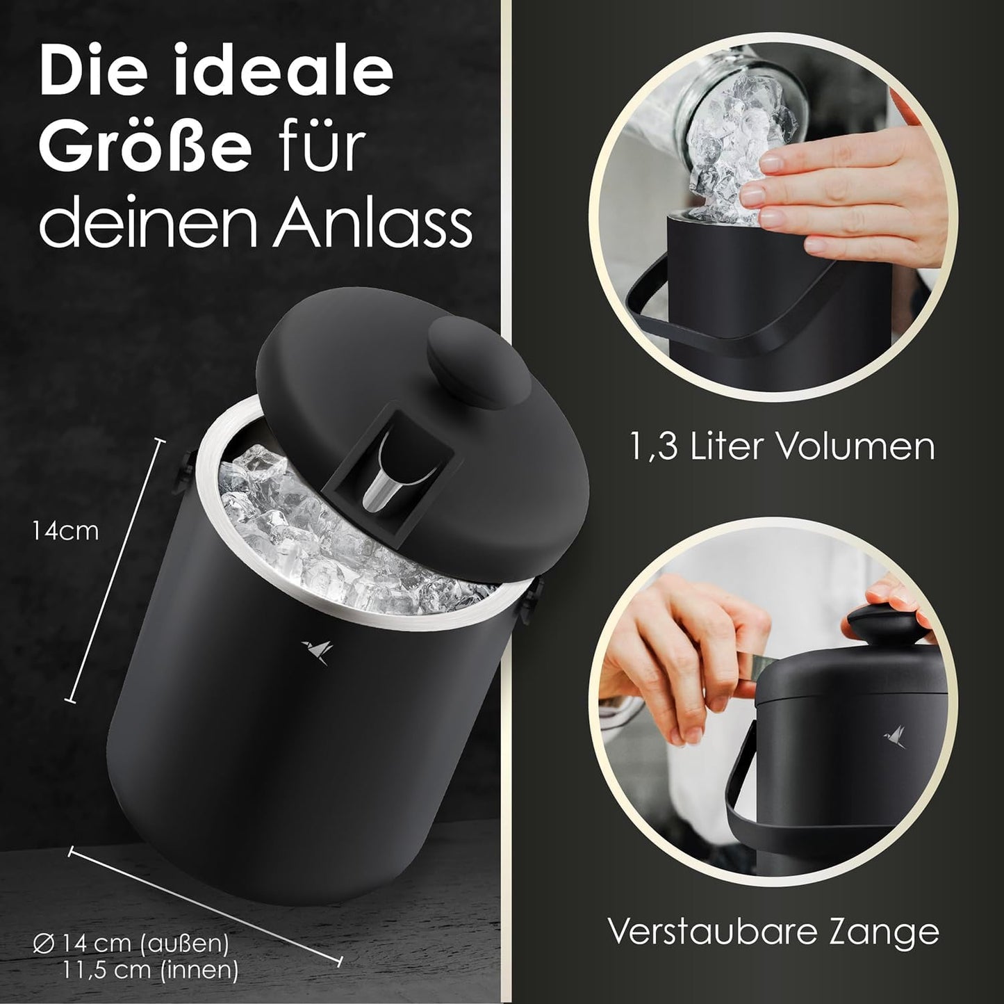 Eiswürfelbehälter mit Deckel und Zange
