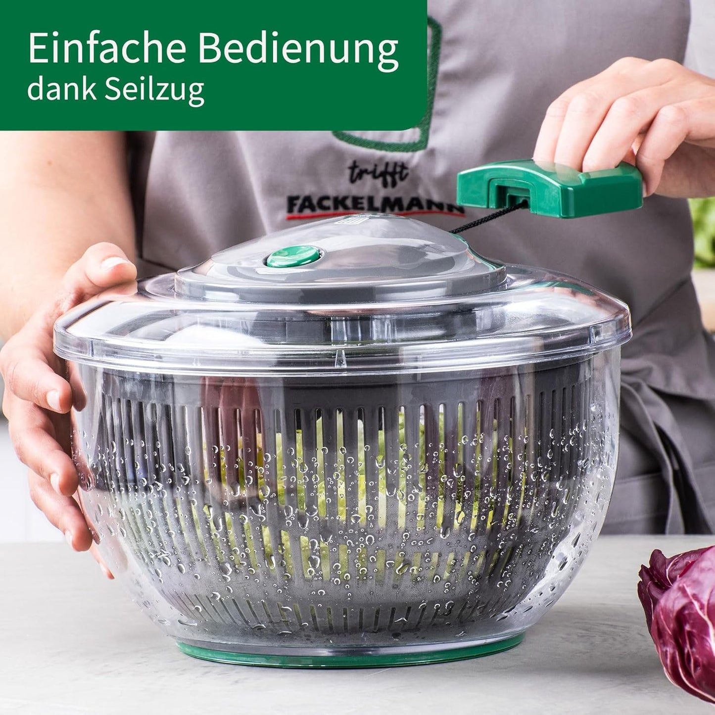 Salatschleuder mit Seilzug