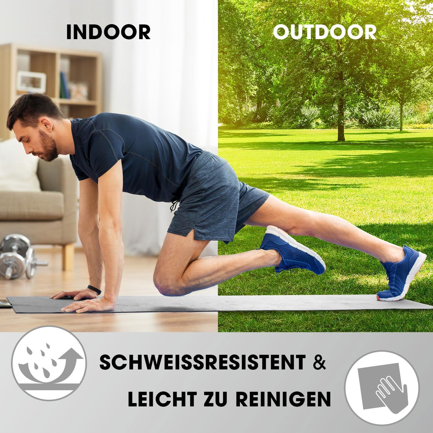Fitnessmatte Ashanti 190 cm, 190 x 100 x 1 cm grau