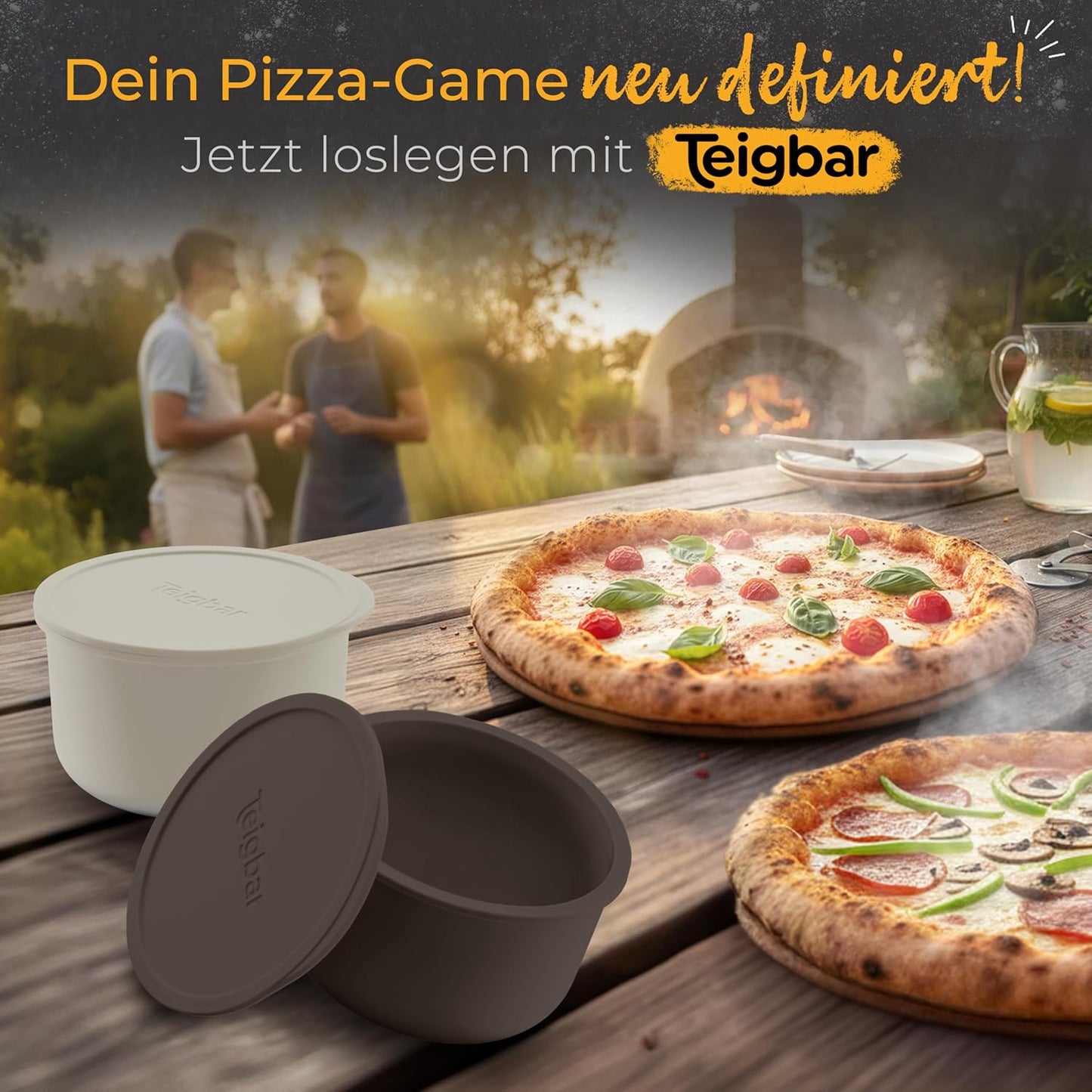 6er-Set Pizzaballenbox mit Deckel, Taupe 6er Set
