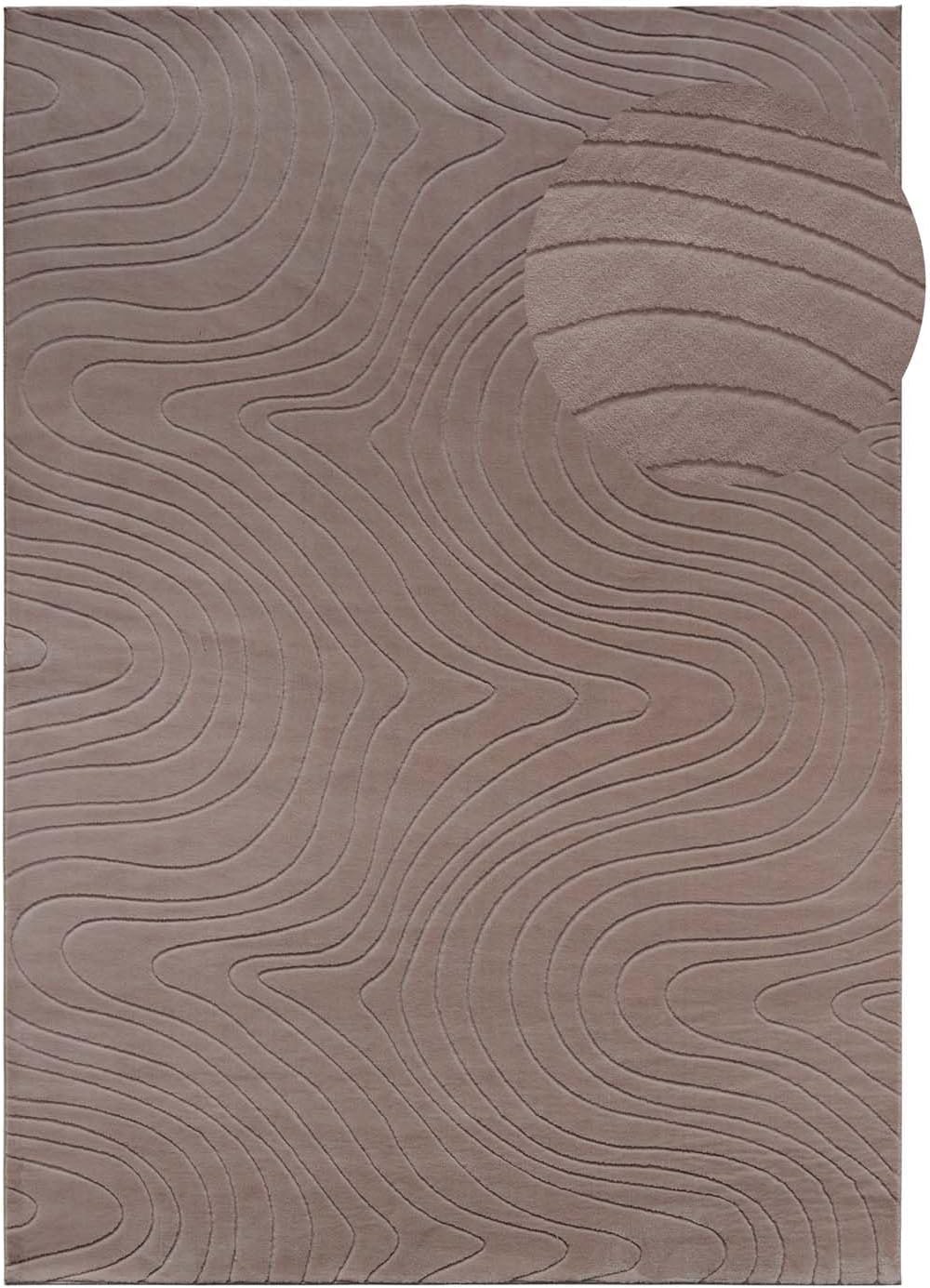 Rutschfeste Badematte, waschbar, Taupe Abstrakte Wellen 120 x 170 cm (Rechteckig)