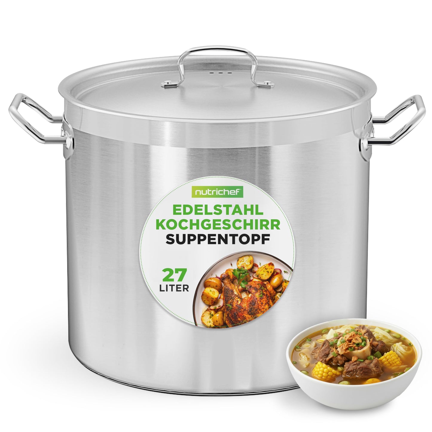 Suppentopf mit Deckel für Induktion, 28.4 Liter