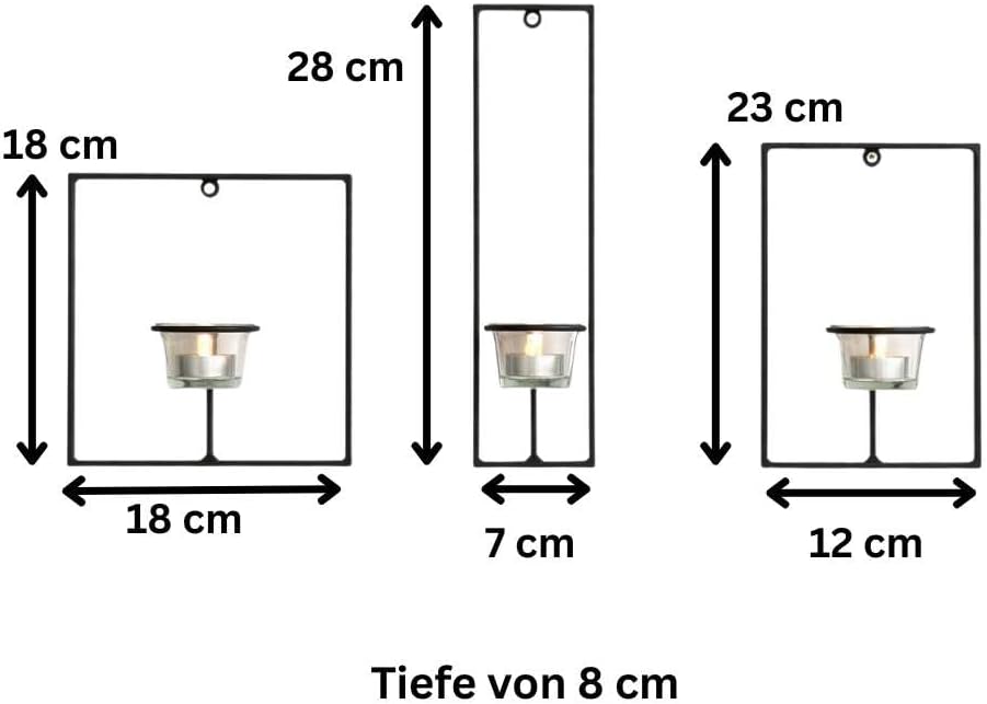 Wandteelichthalter Carre 3-teiliges Set