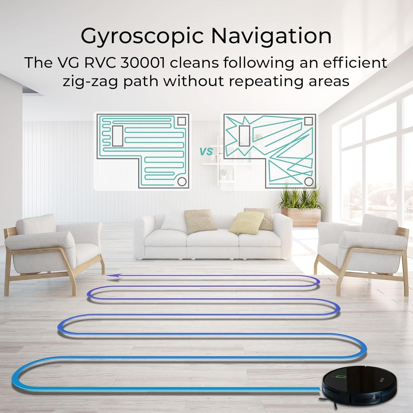 Saugroboter mit Gyroskop-Navigation, Schwarz Gyroskop-Navigation (Smartphone-App)