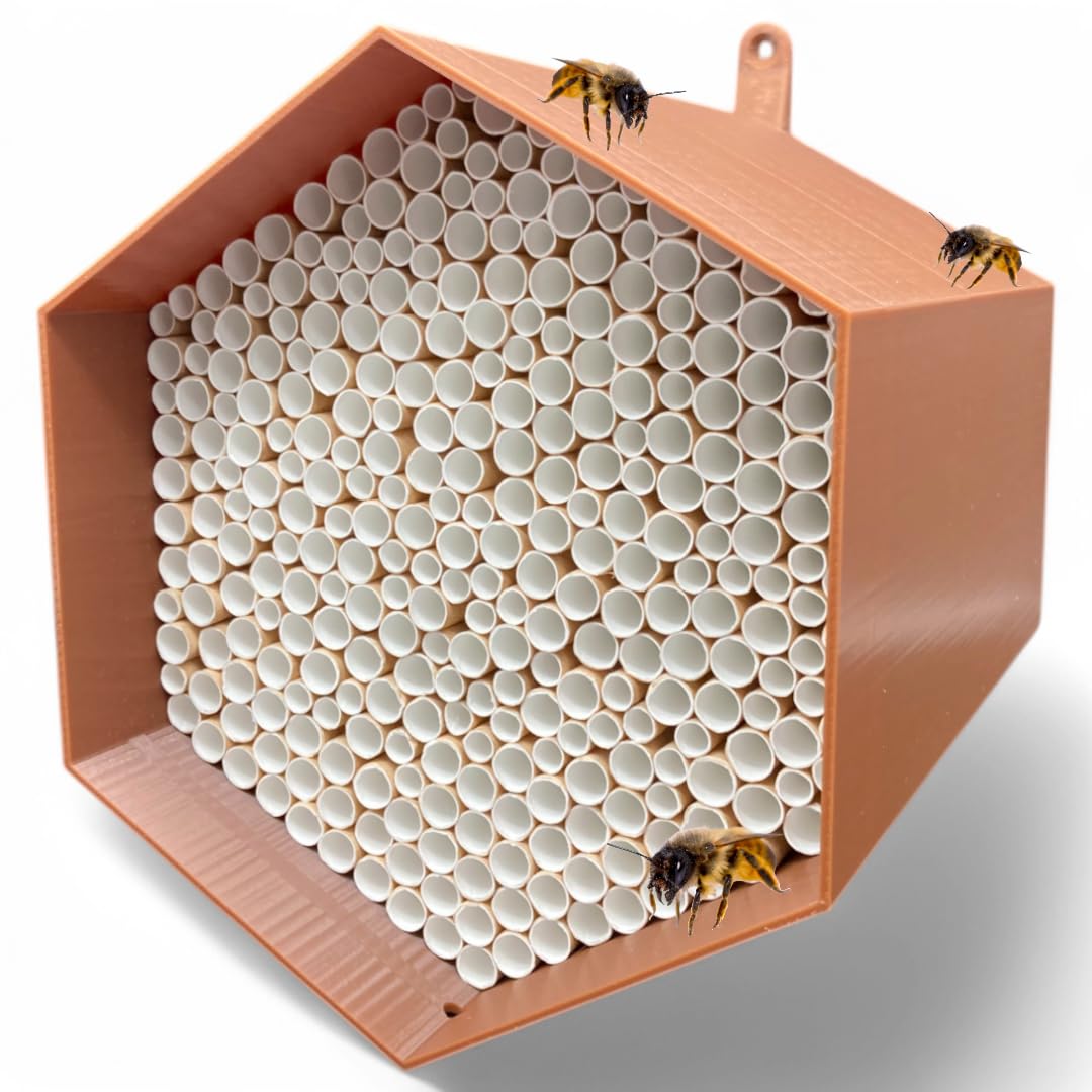 Wildbienenhotel mit 300 Nisthülsen, Braun ca. 300 Niströhren