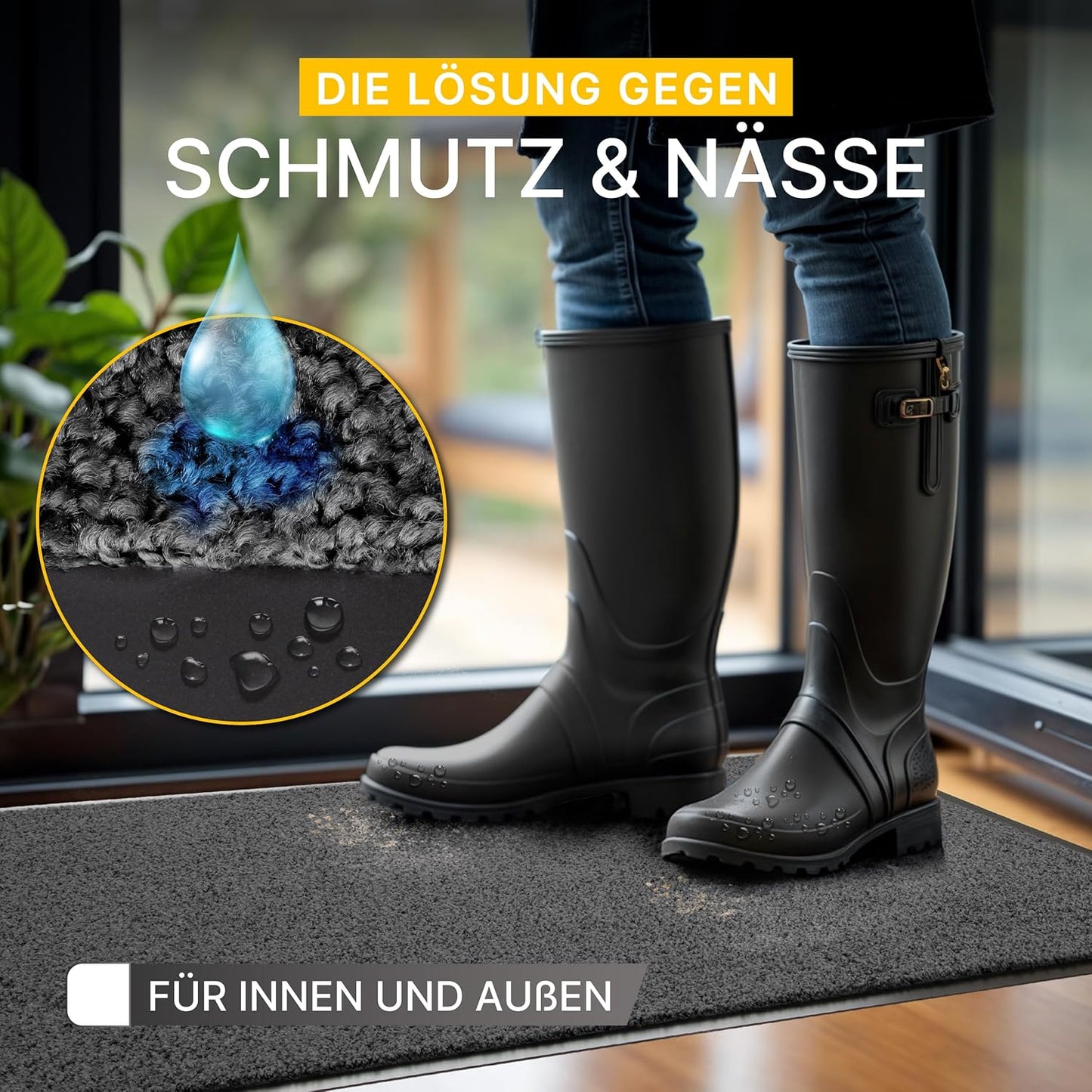 Schmutzfangmatte 60x90 cm - rutschfest, robust, Anthrazit 60 x 90 cm