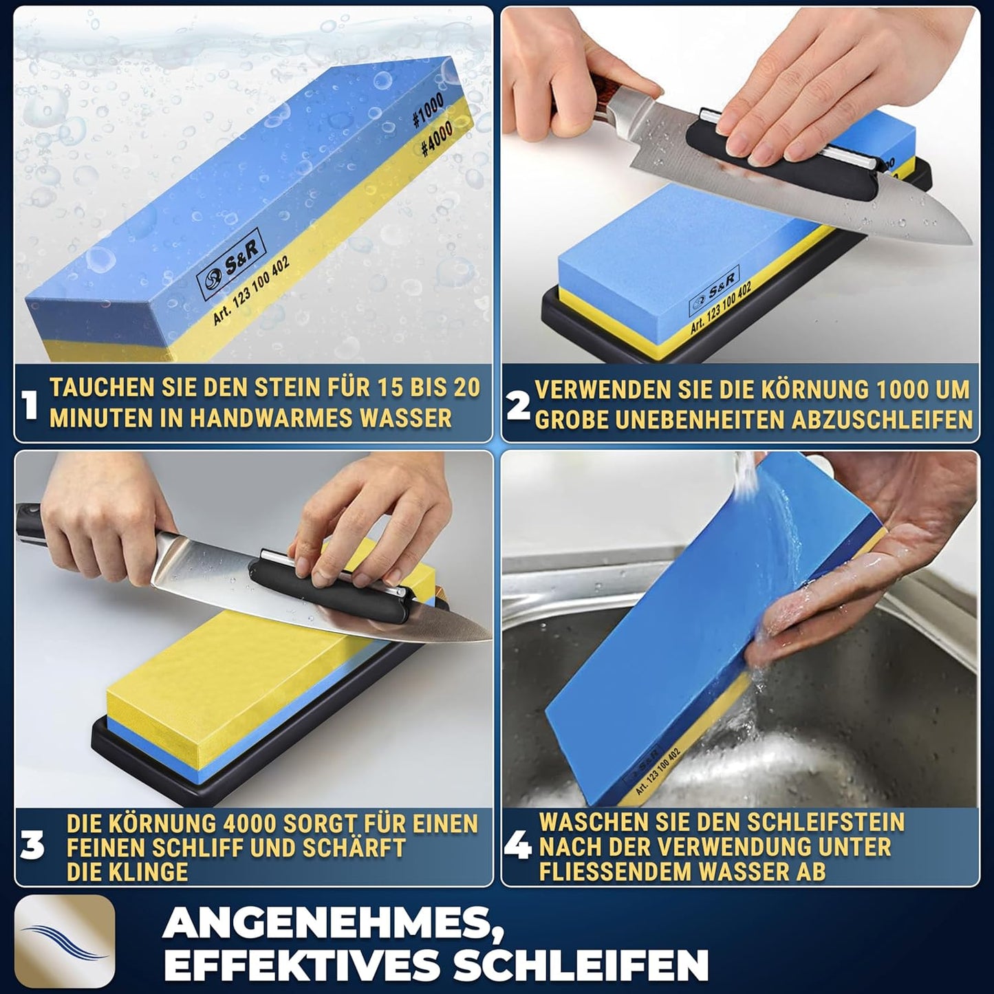 Messerschleifstein Set, 5. Set mit Körnung 1000/4000