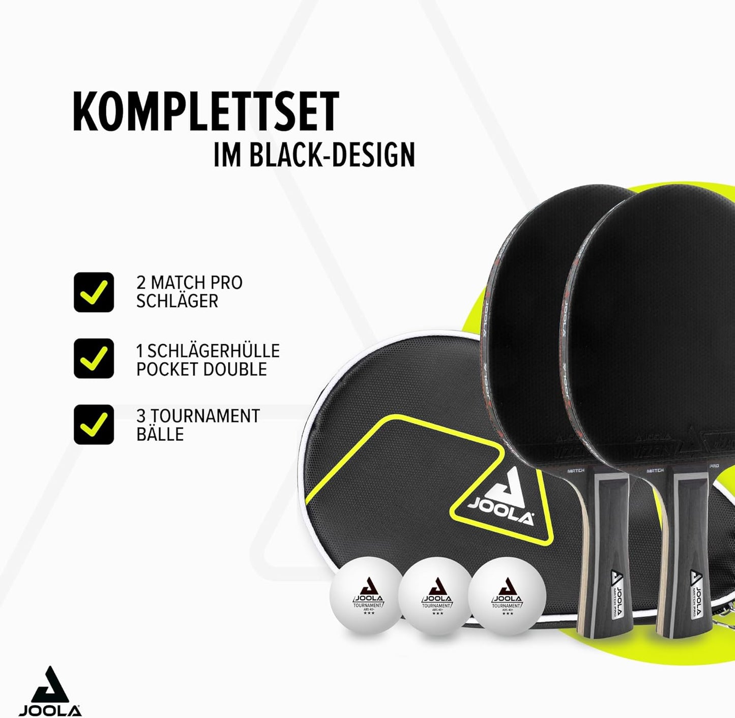 Tischtennisschläger Set, Set Black DUO PRO Single