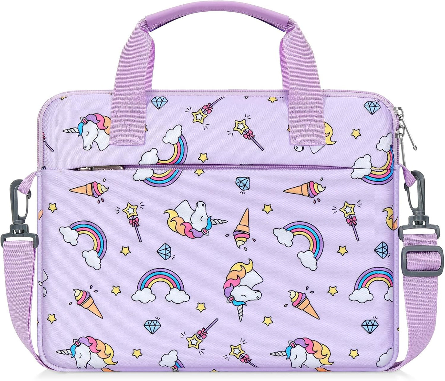 Kinder-Tablet-Tasche mit Schultergurt, Lila Einhorn