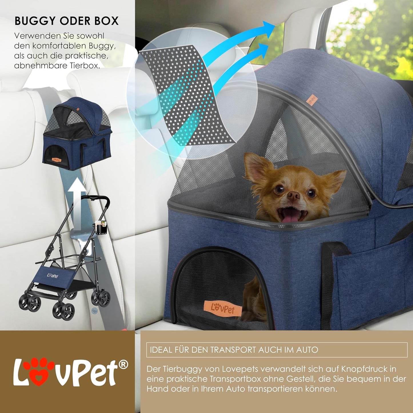 Hundewagen, Blau