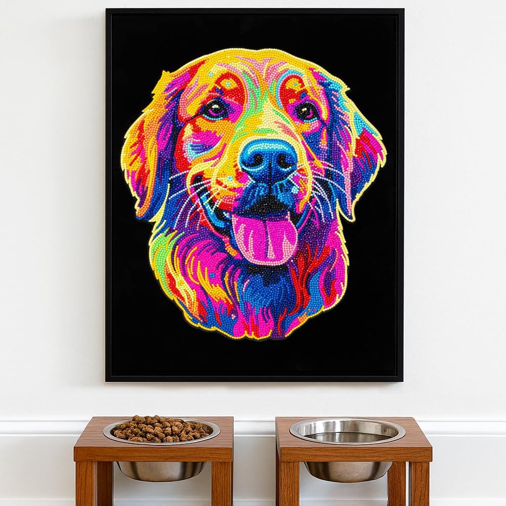Diamond-Painting-Set Neon golden Retriever