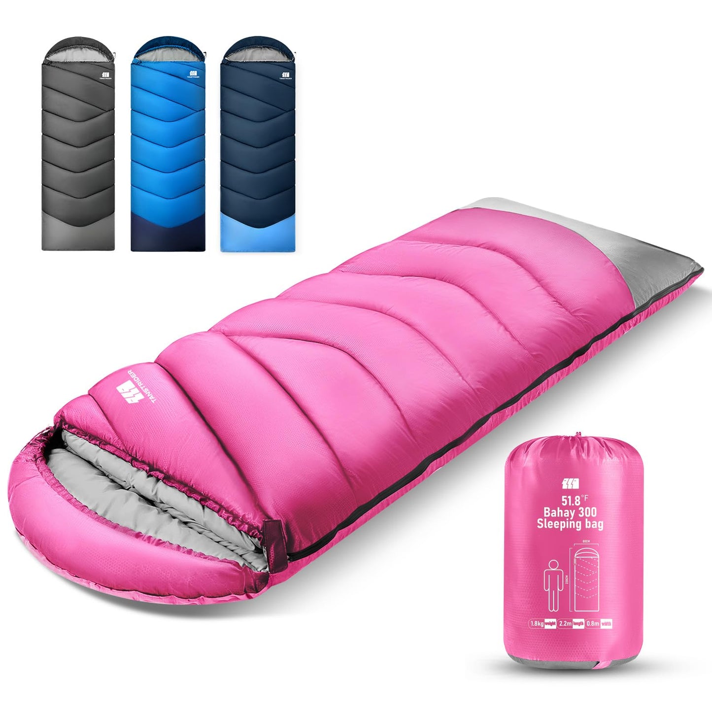 Leichtgewichtiger Kälteschlafsack für Erwachsene, 1,8 kg, Rosa