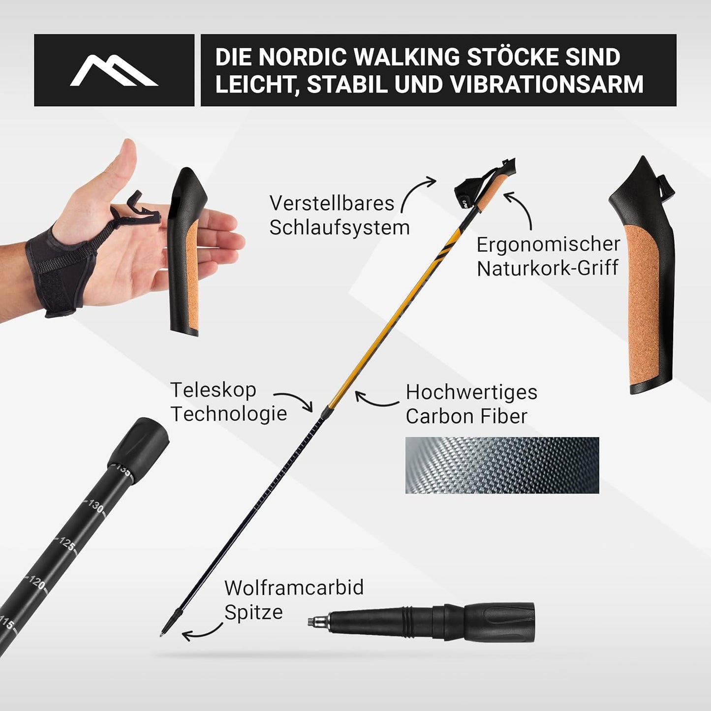 Nordic Walking Stöcke Carbon, Nordic Walking Stöcke Carbon + Tasche