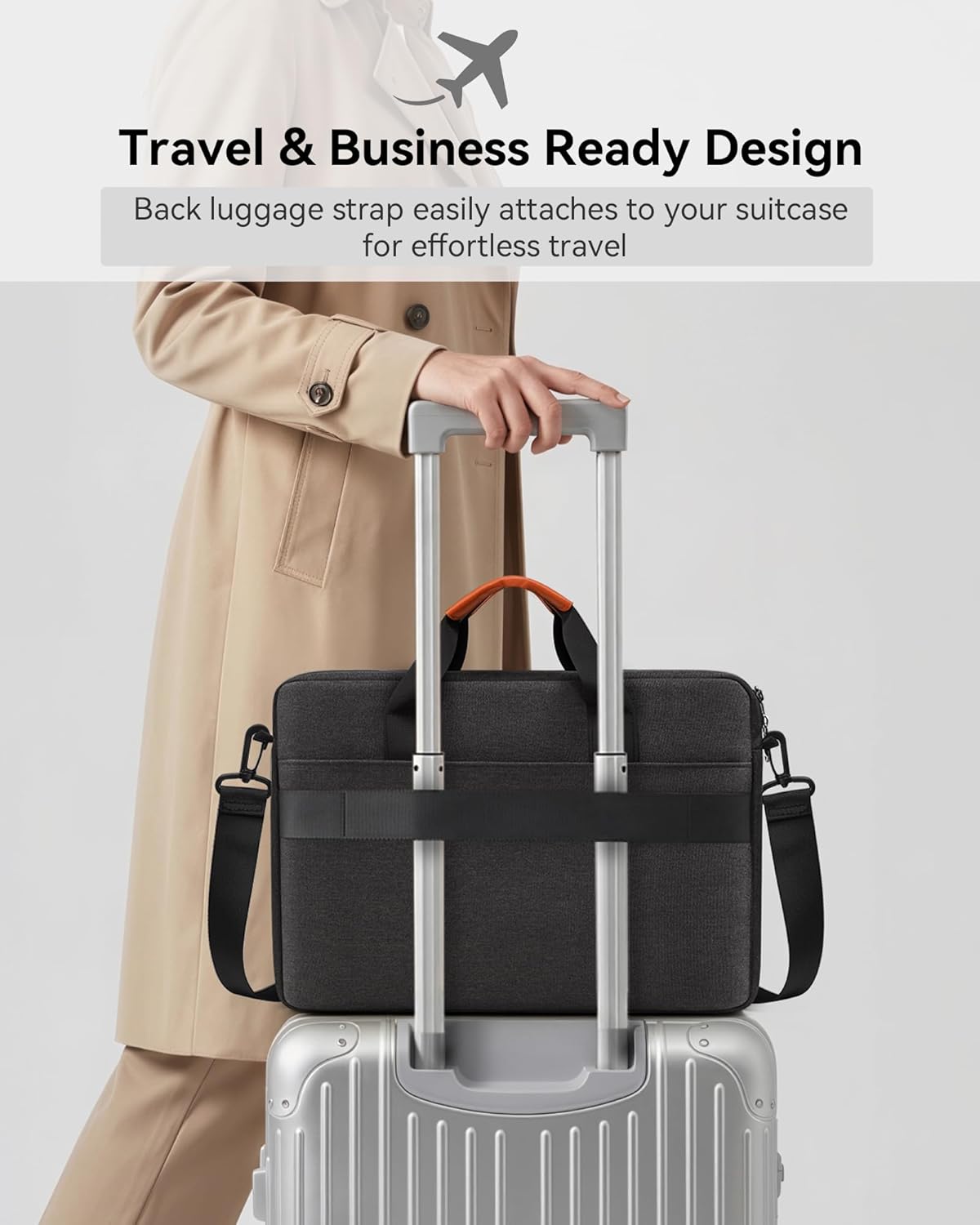 Erweiterbare Laptoptasche für 16 Zoll, Schwarz 15.6-16