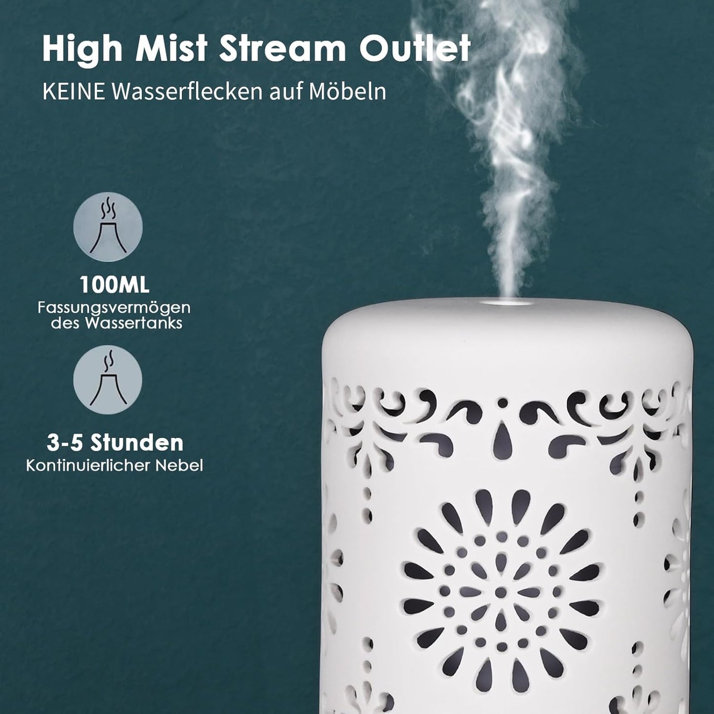 Aroma Ultraschall-Diffusor, 100ml Weiß