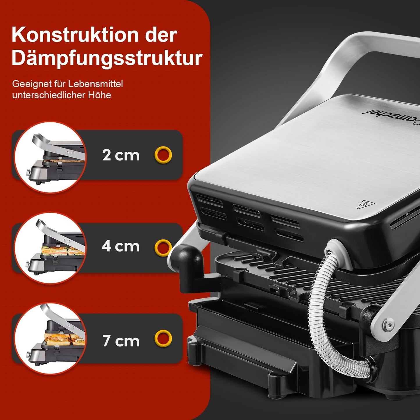 Kontaktgrill mit Wechselplatten, Schwarz & Silber