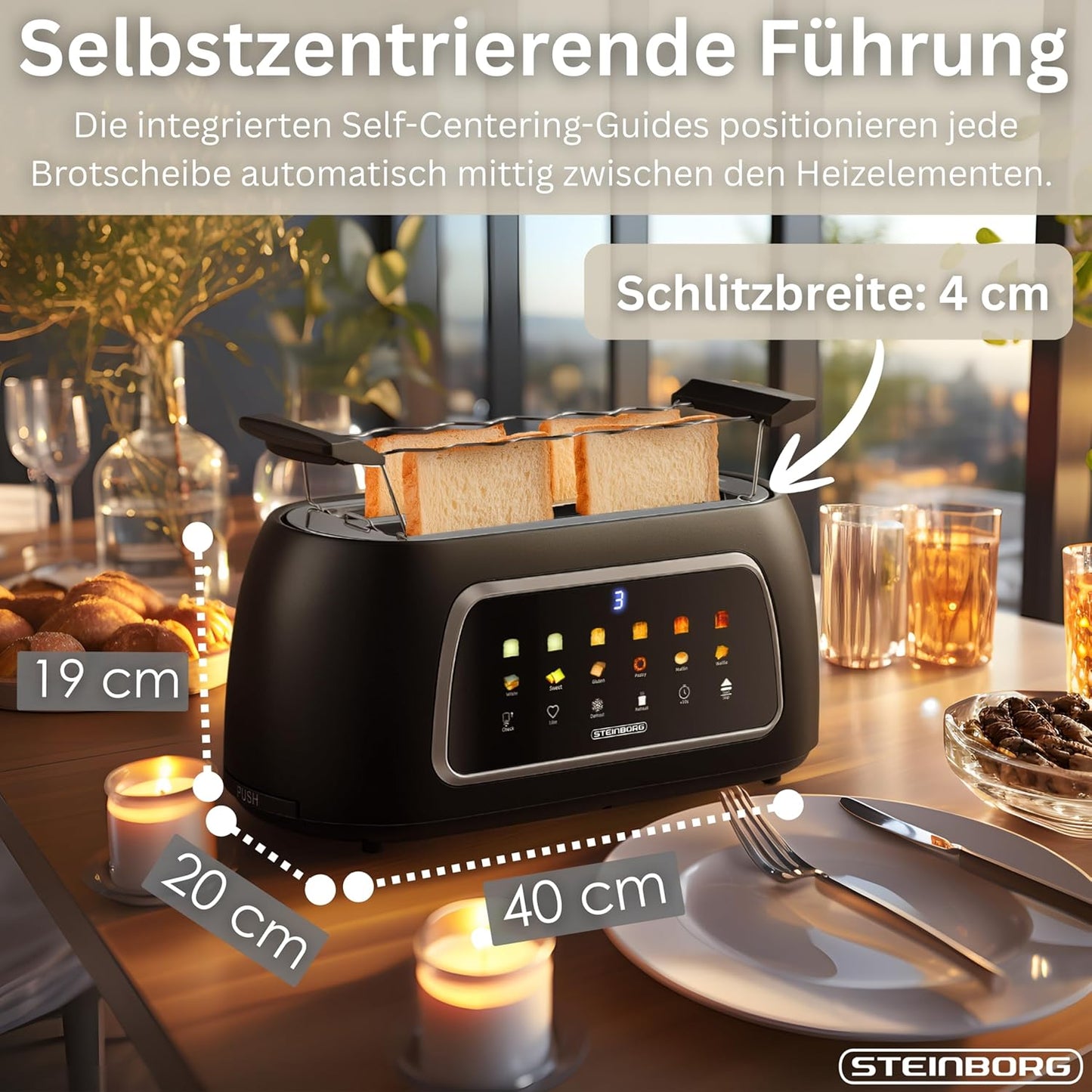 Toaster mit Brötchenaufsatz