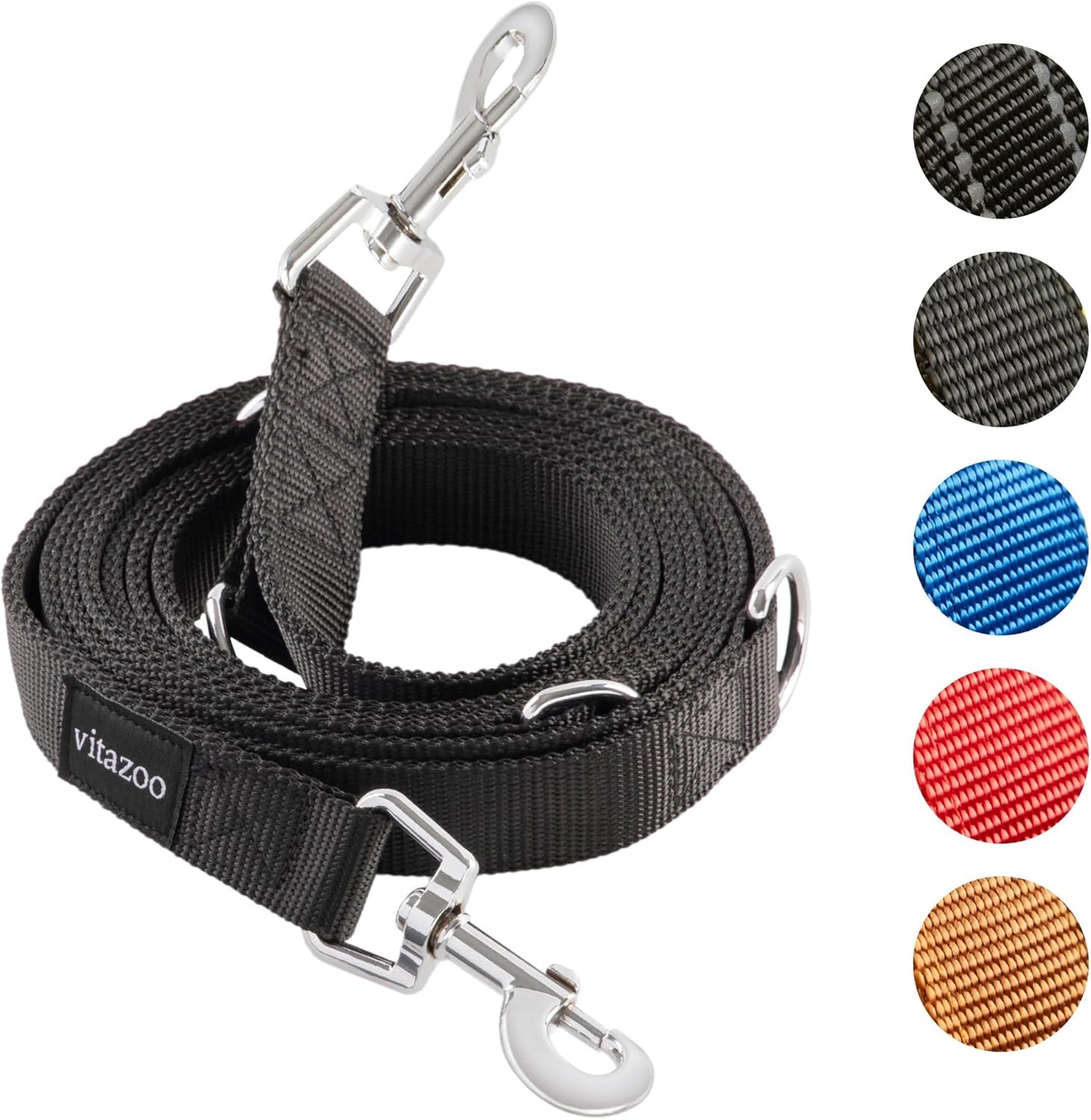 Hundeleine mit Karabinern, 3m / Schwarz