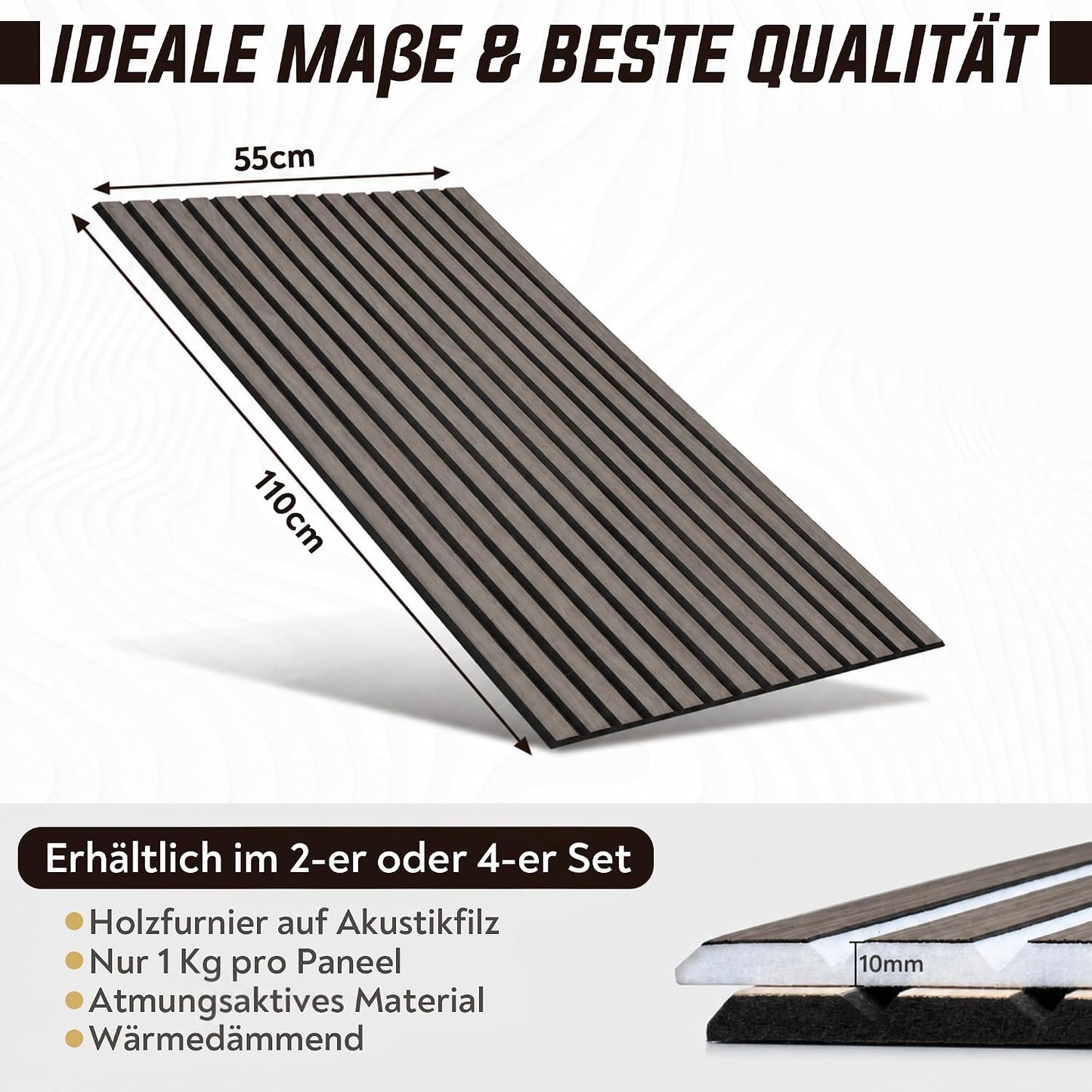 2er-Set Leichte Paneele für Camper-Ausbau, Dunkle Eiche / Schwarz 2er Set - (1,21m²)