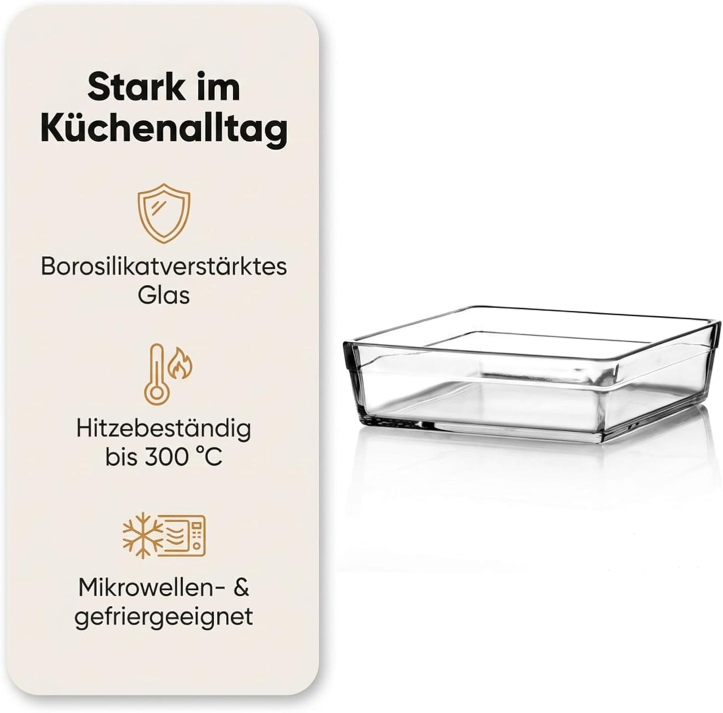 Quadratische Auflaufform, Auflaufform quadratisch 22,7x22,7x6,5 cm