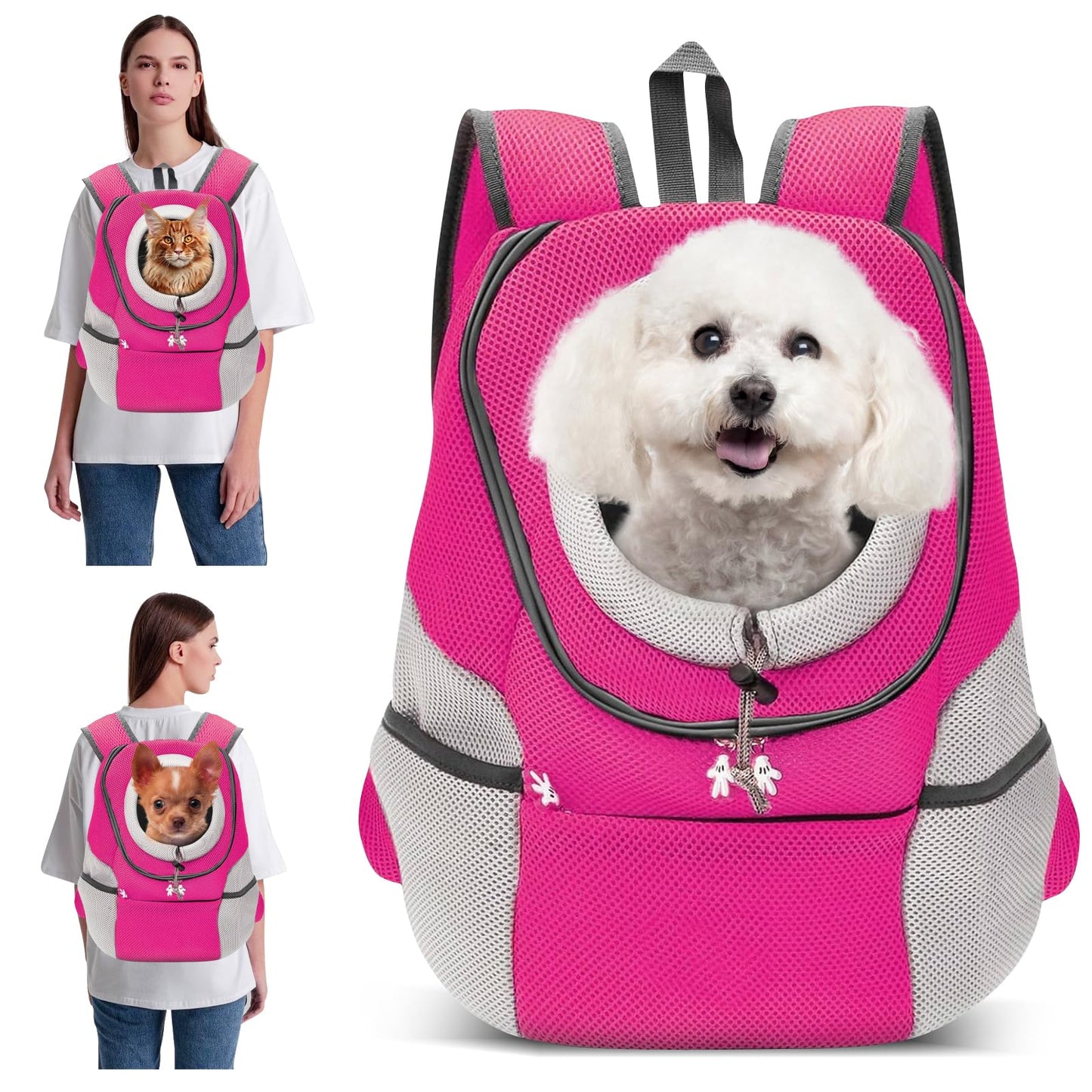 Rucksack für Haustier, L 31 x B 17 x H 36 cm Rosa