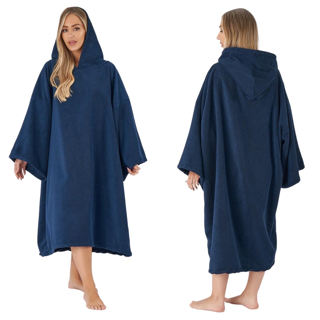 Handtuch-Poncho mit Kapuze, Einheitsgrösse Marineblau