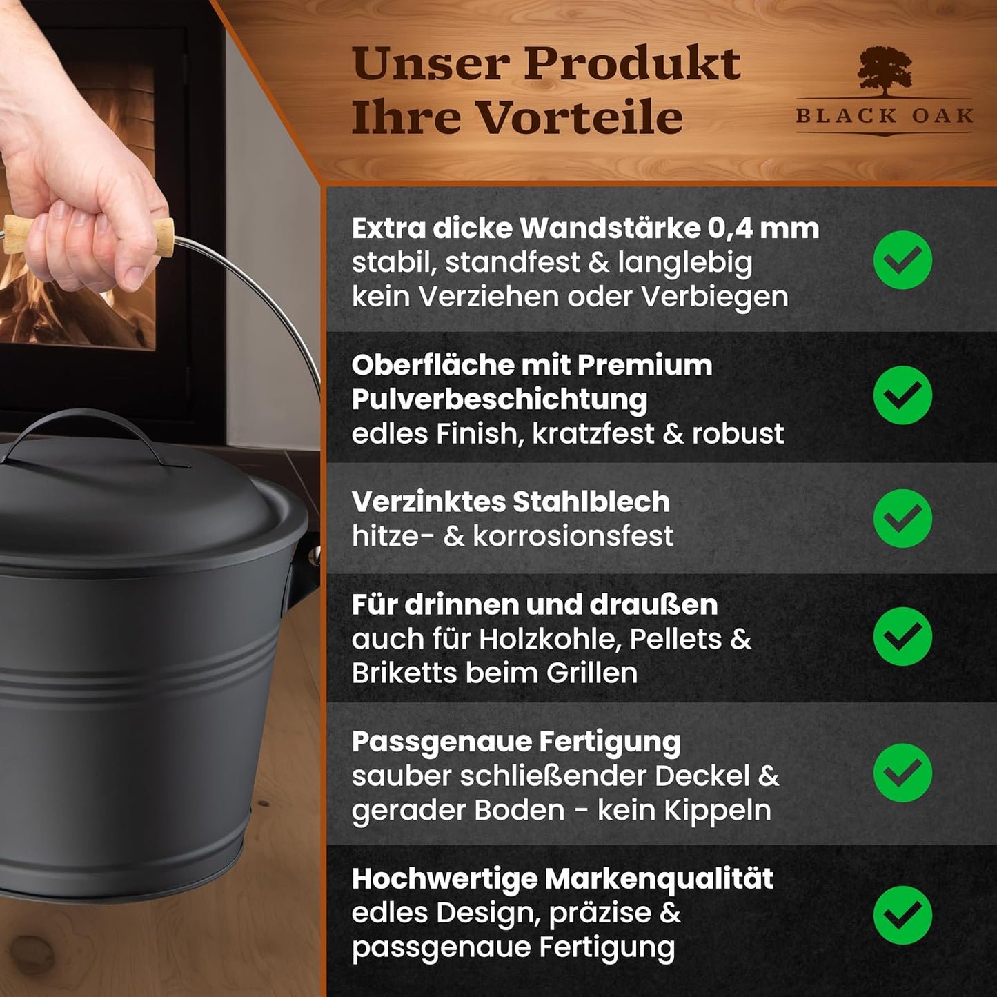 Ascheeimer-Set Piton, Piton 5L Eimer + Kehrset