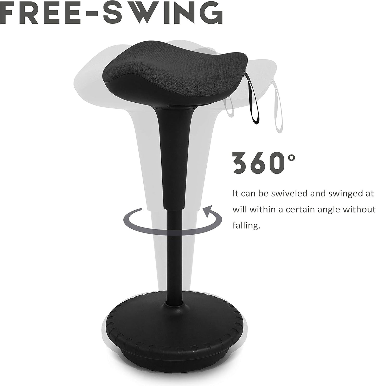 Ergonomischer Sitz-Steh-Hocker, höhenverstellbar, 360° Drehbar, Schwarz