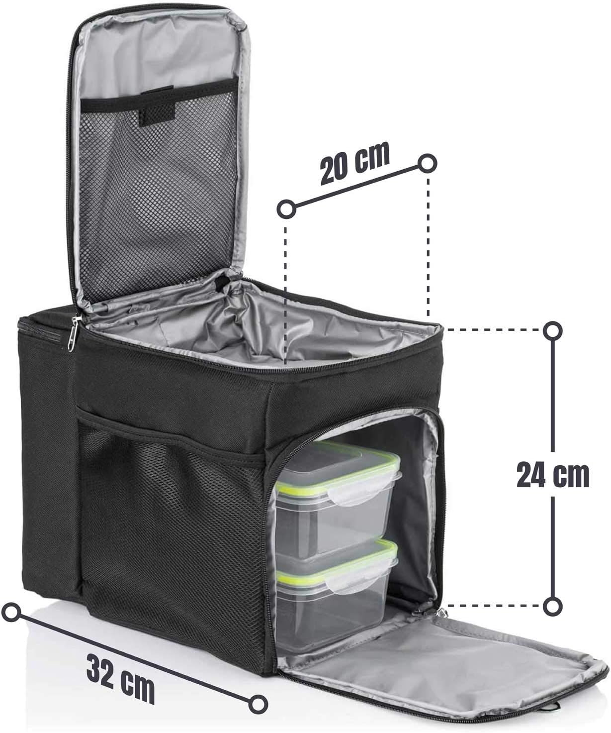 Kühltasche inkl. 3 Boxen & Kühlakku, Schwarz