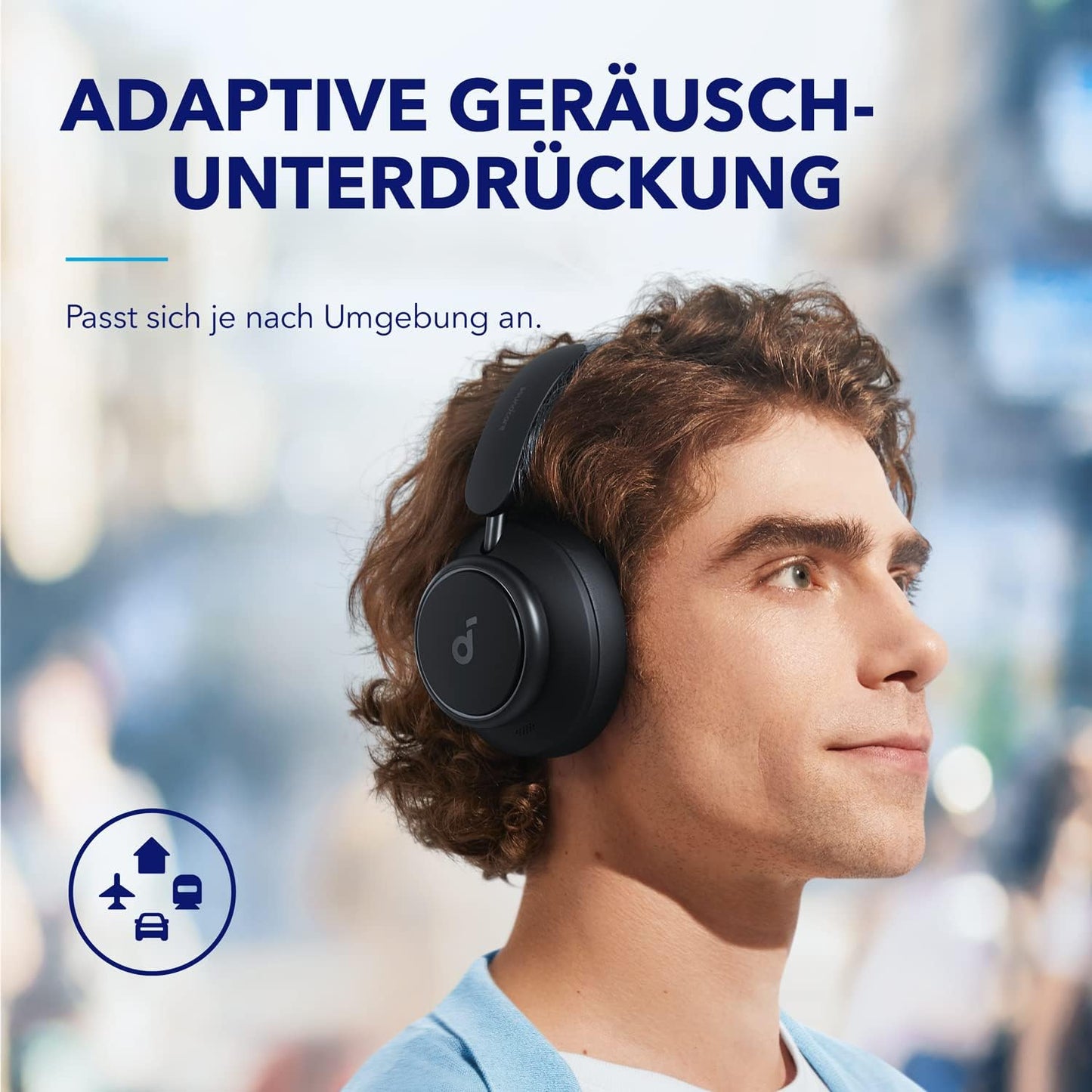Bluetooth Kopfhörer Space Q45 mit Geräuschunterdrückung und App, Schwarz