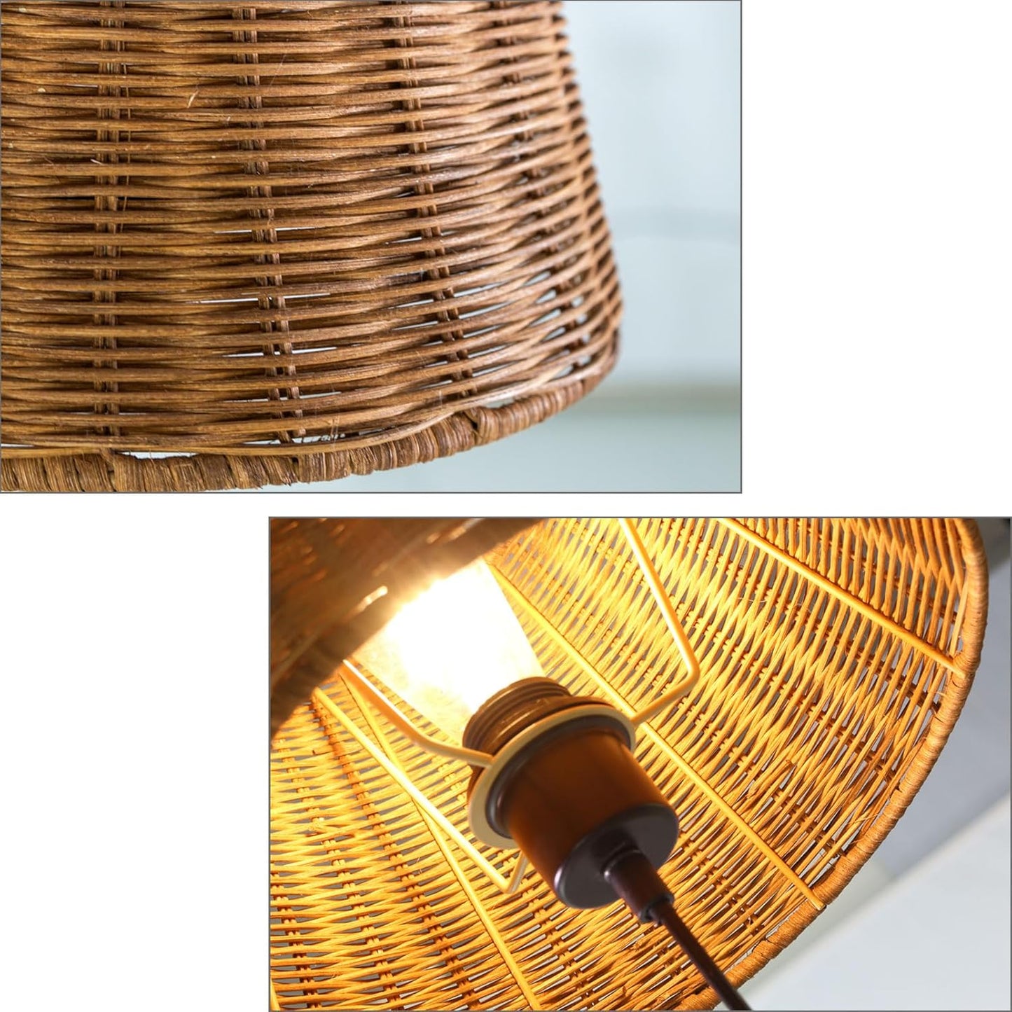 Rattan Lampenschirm, Boho-Stil, Tiefer Kaffee 1
