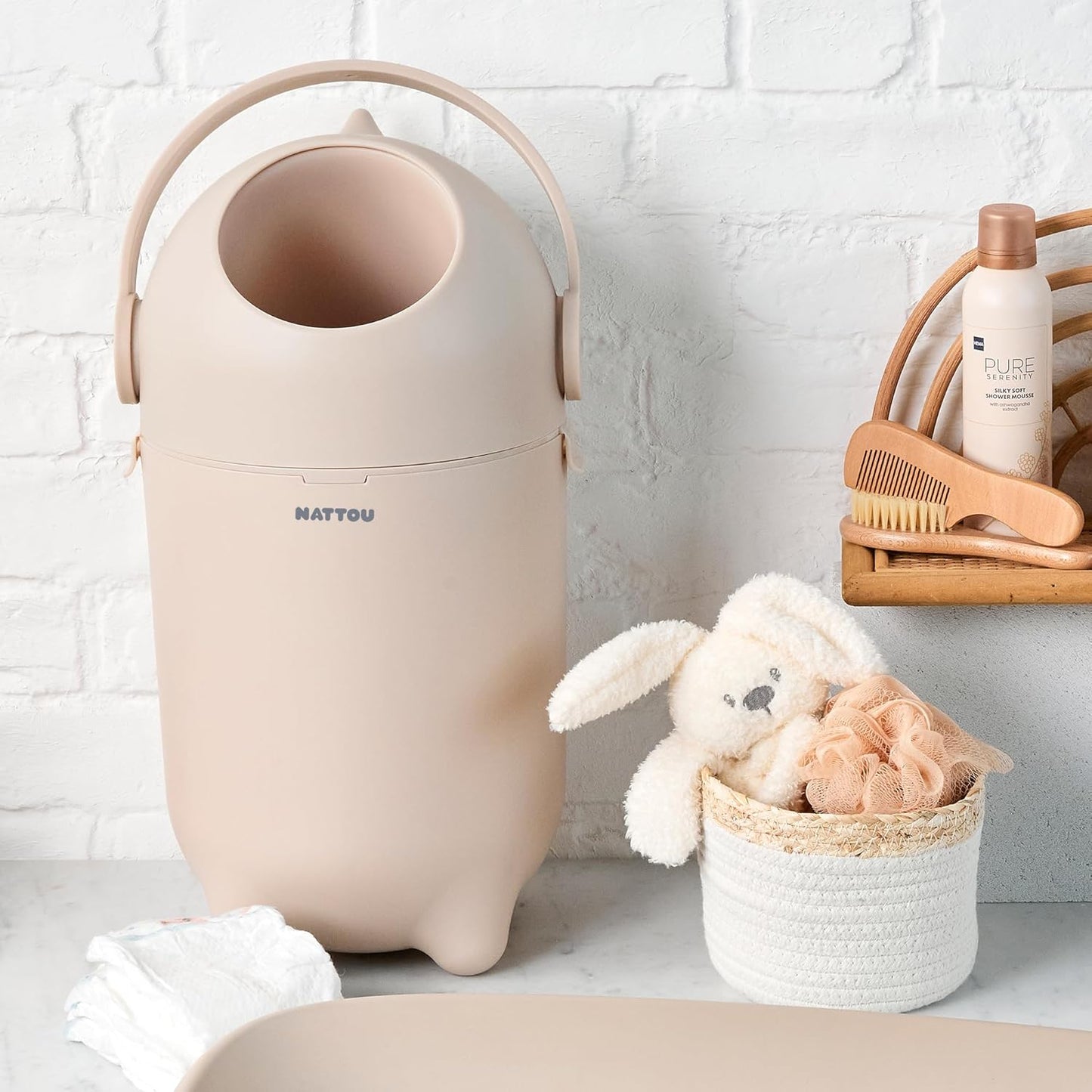 Geruchsdichter Windeleimer Dropy, Beige