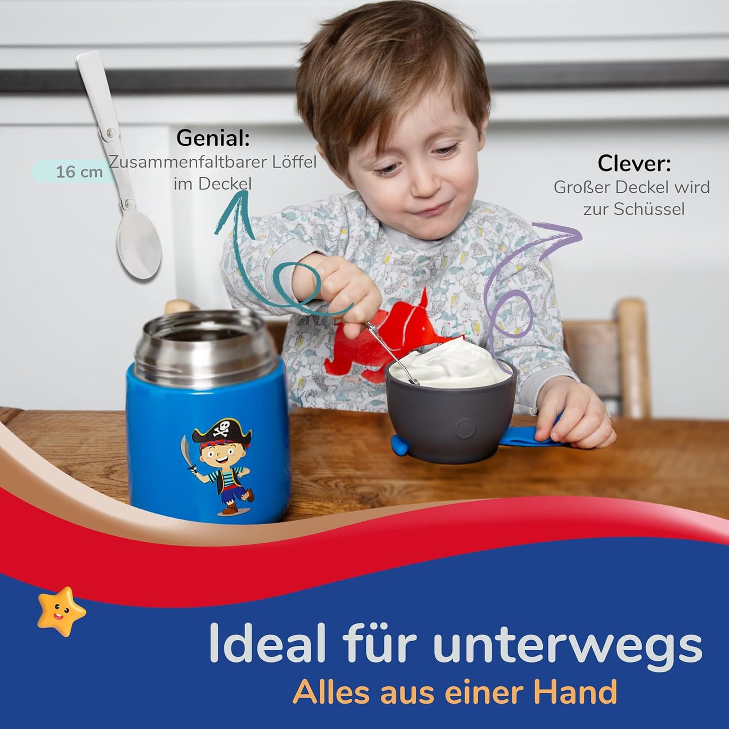 Thermobecher für Speisen und Getränke, 500ml, Paolo Pirat (Blau)