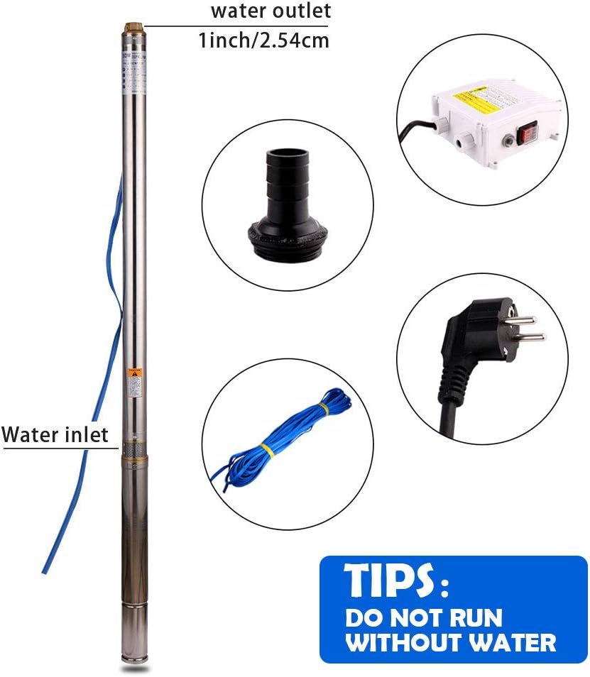 Tiefbrunnenpumpe mit Pumpensteuerung, 0.55kw 63M 25mm