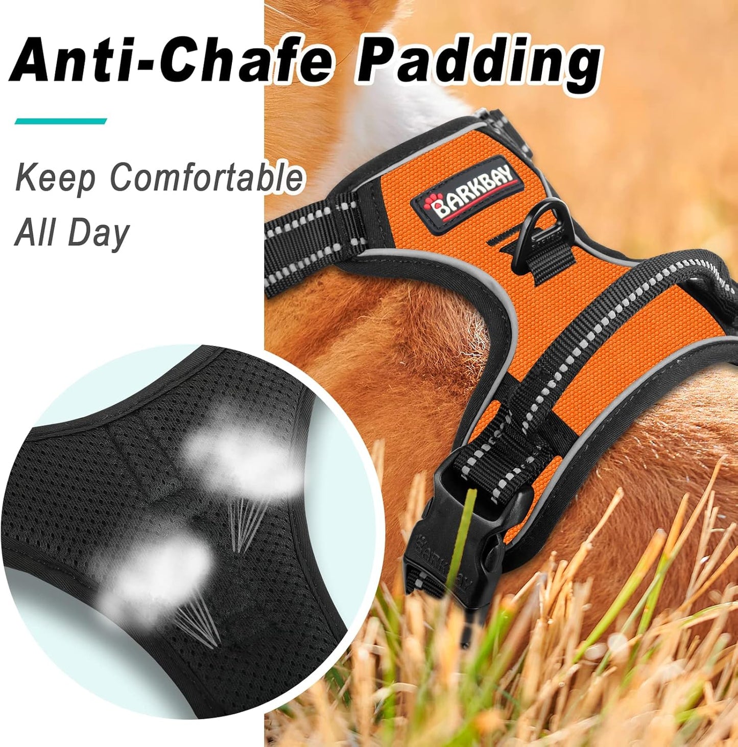 No Pull Hundegeschirr mit Frontclip und Kontrolle, Small, Orange/Abendrot im Zickzackmuster (Sunset Chevron)