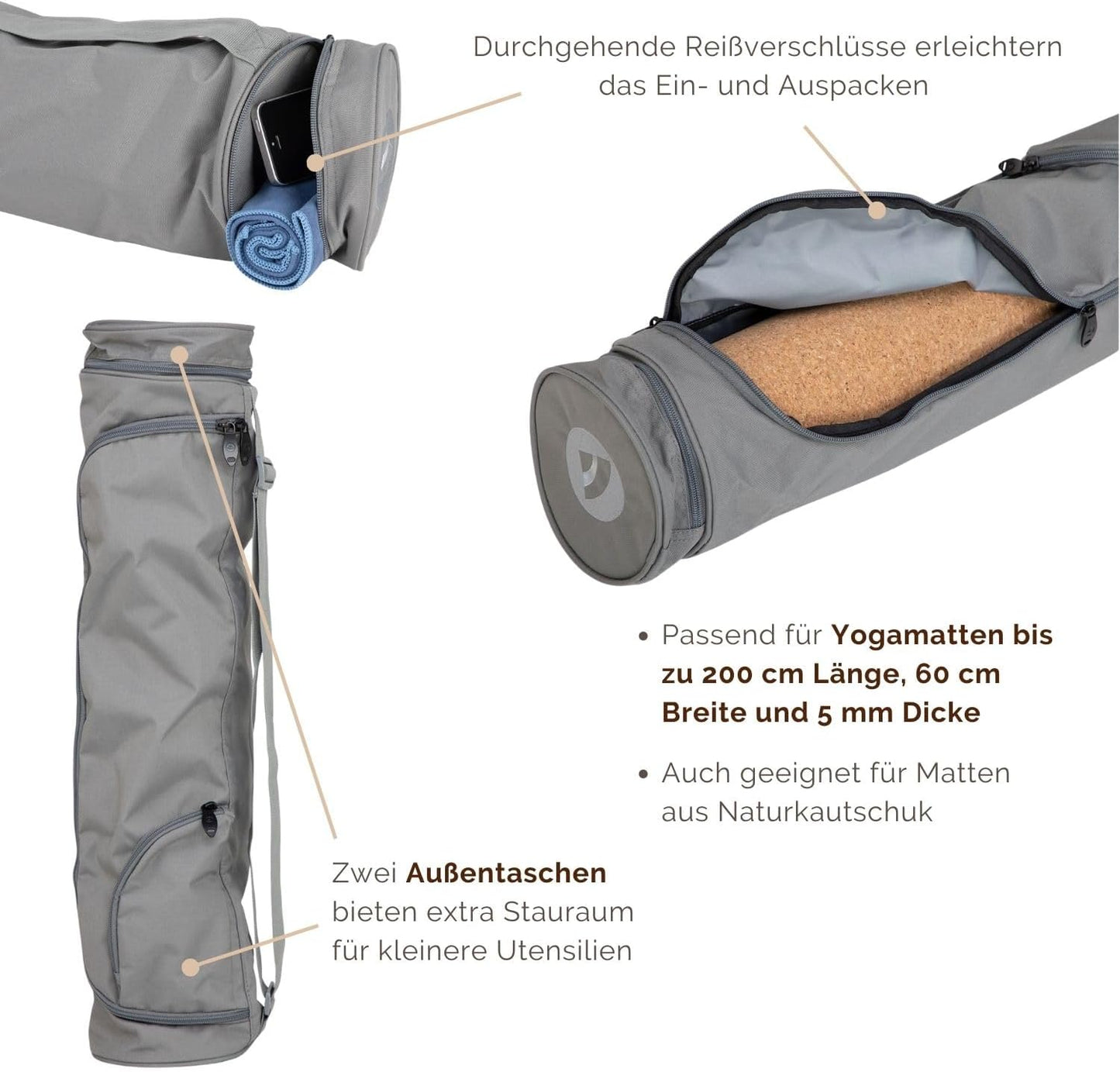 Yogatasche ASANA, Schiefergrau 60 cm