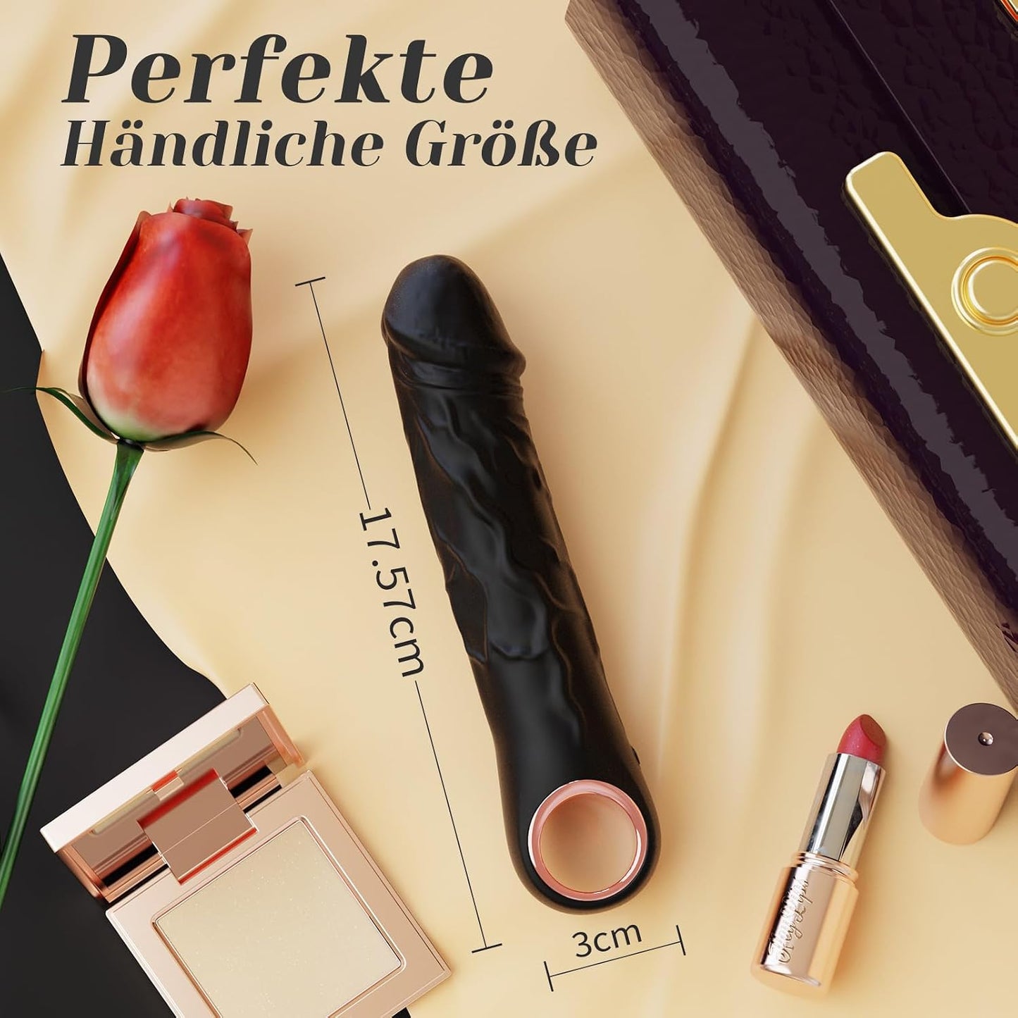 Klassischer Vibrator mit 10 Vibrationen und App-Steuerung, Tiefschwarz