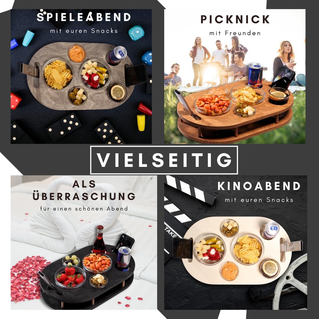 Couchbar mit 4 Glasschalen und Getränkehalter, nicht personalisiert Eiche