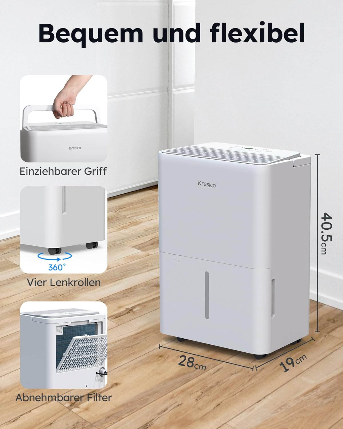 Elektrischer Luftentfeuchter mit Timer, 12L
