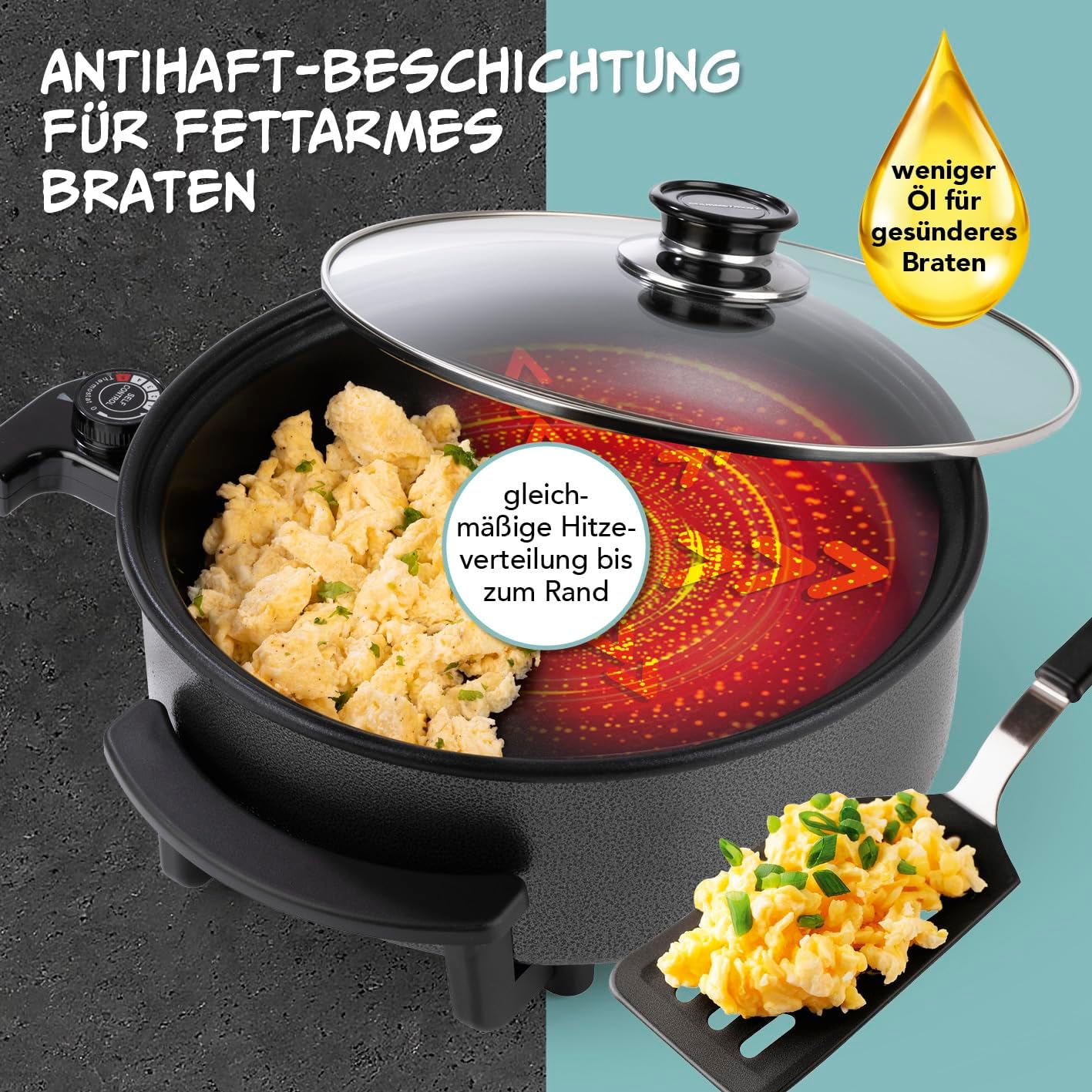 Elektrische Multifunktions-Pfanne (30 cm), ⌀ 30 cm | 3 Liter
