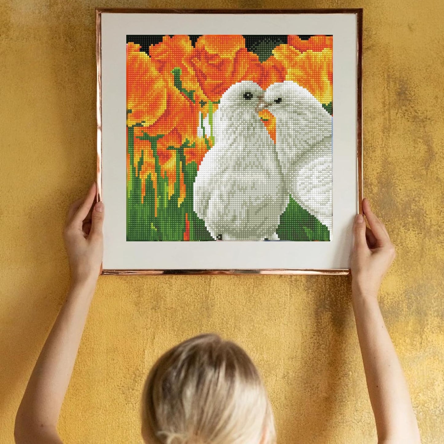 5D Diamond Painting Set Küssende Tauben 31x31 cm, Küssende Tauben