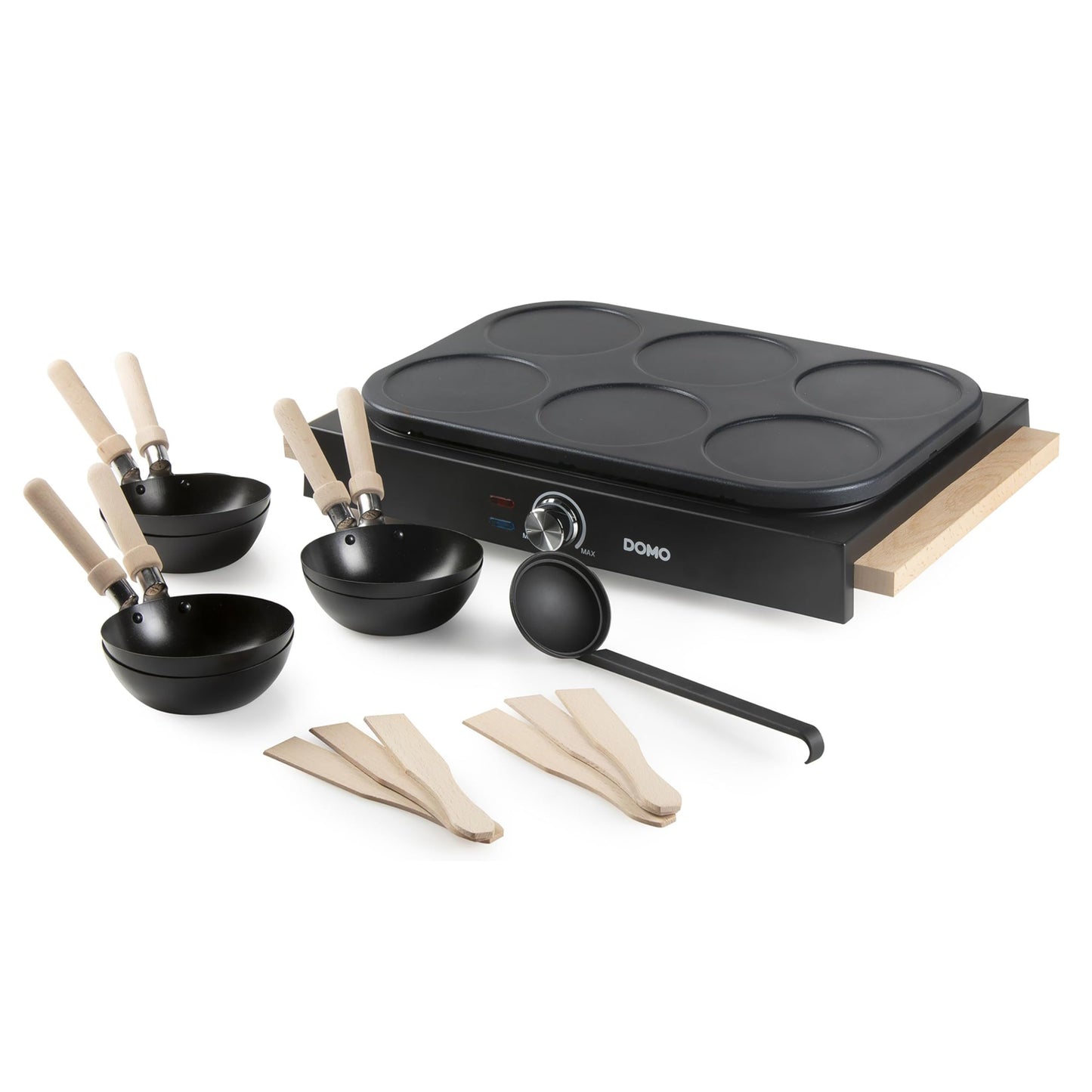 Wok-Pfannkuchen-Set für 6 Personen, Wooden finish