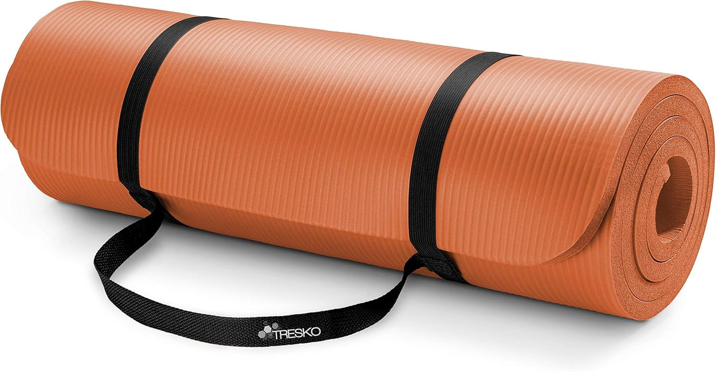 Yogamatte rutschfest, Phthalatfrei, inkl. Tragegurt, Orange 185 x 60 x 1,5 cm