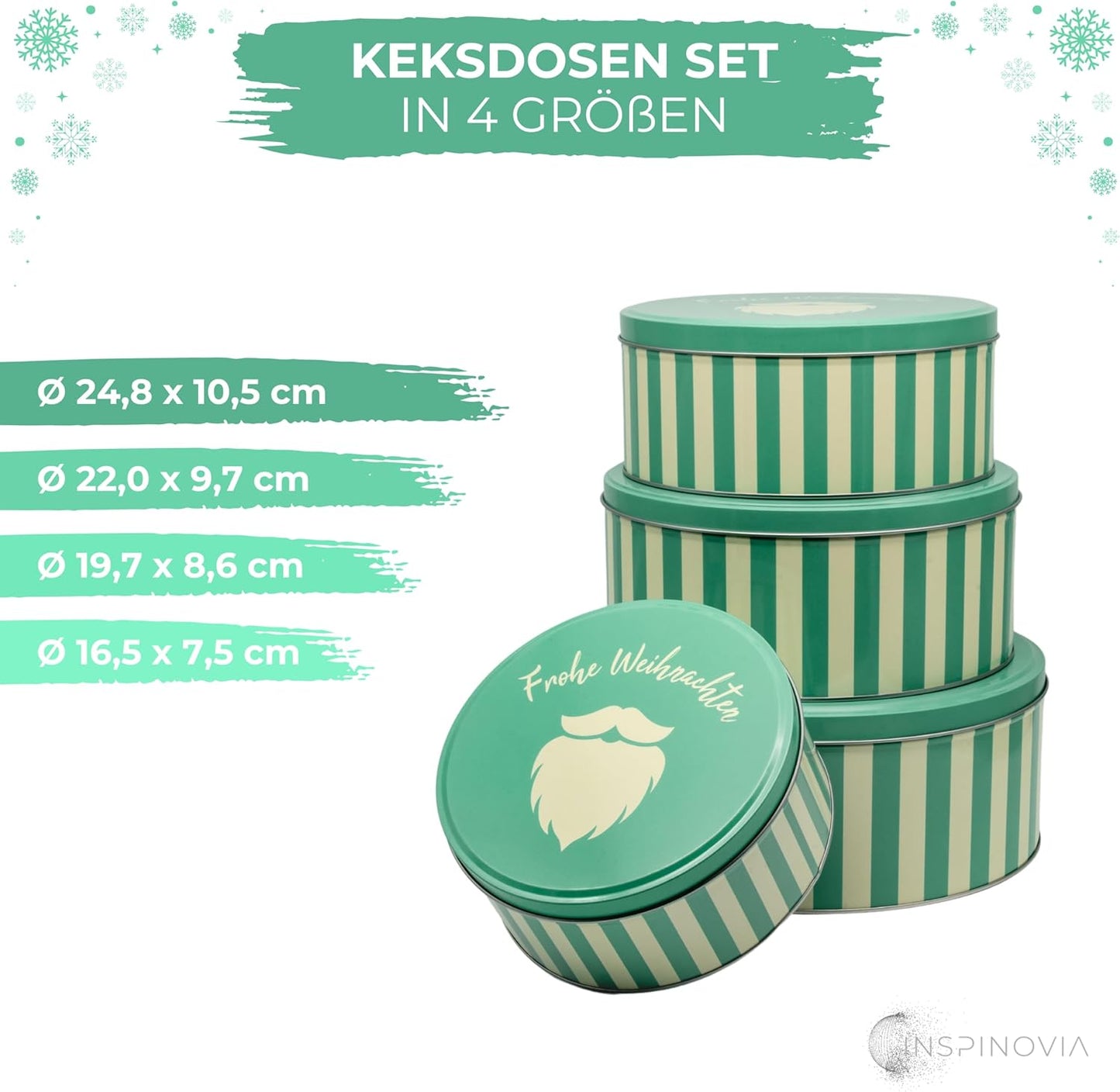 4er-Set Keksdosen für Weihnachten, Frohe Weihnachten