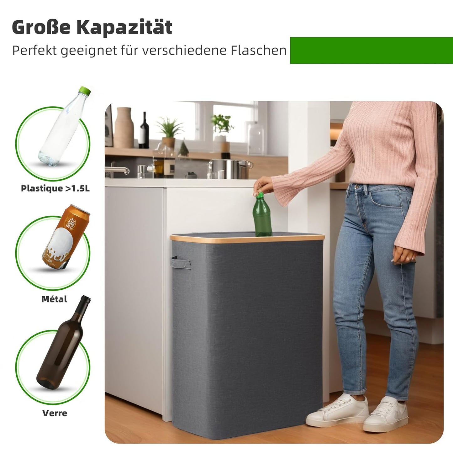 Pfandflaschen Sammelbehälter, Dunkelgrau