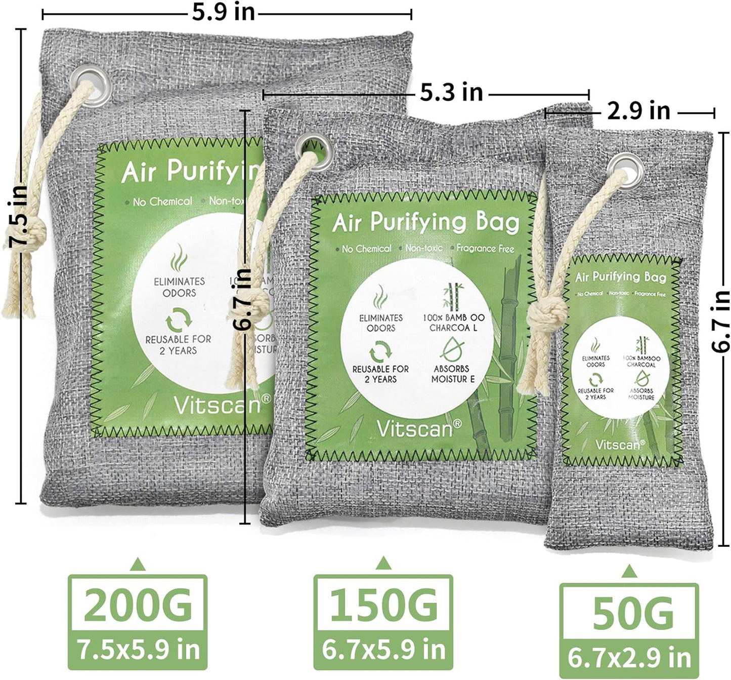 12x Aktivkohlebeutel, 50g*8,200g*4