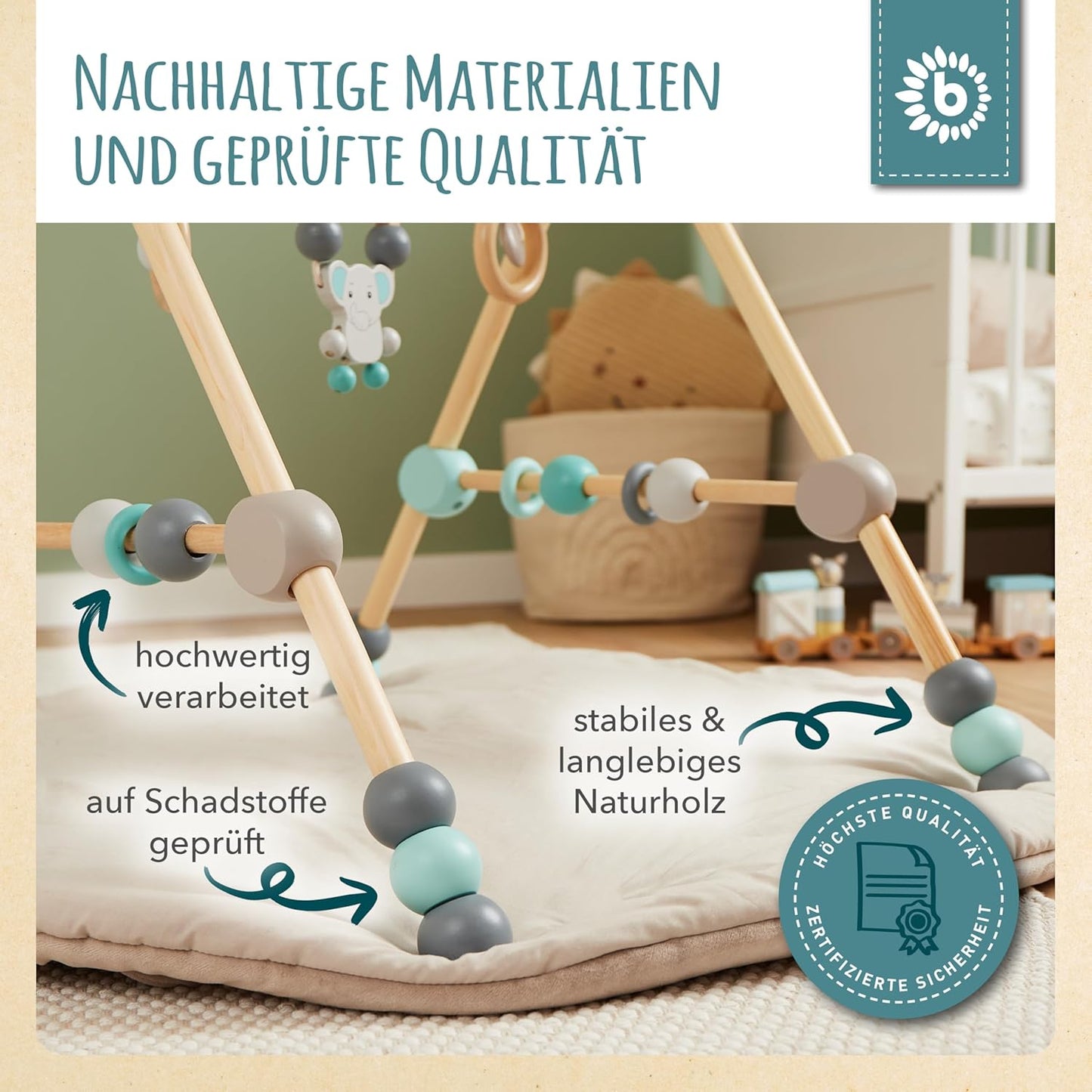 Höhenverstellbares Baby Holzspieltrapez, Blau